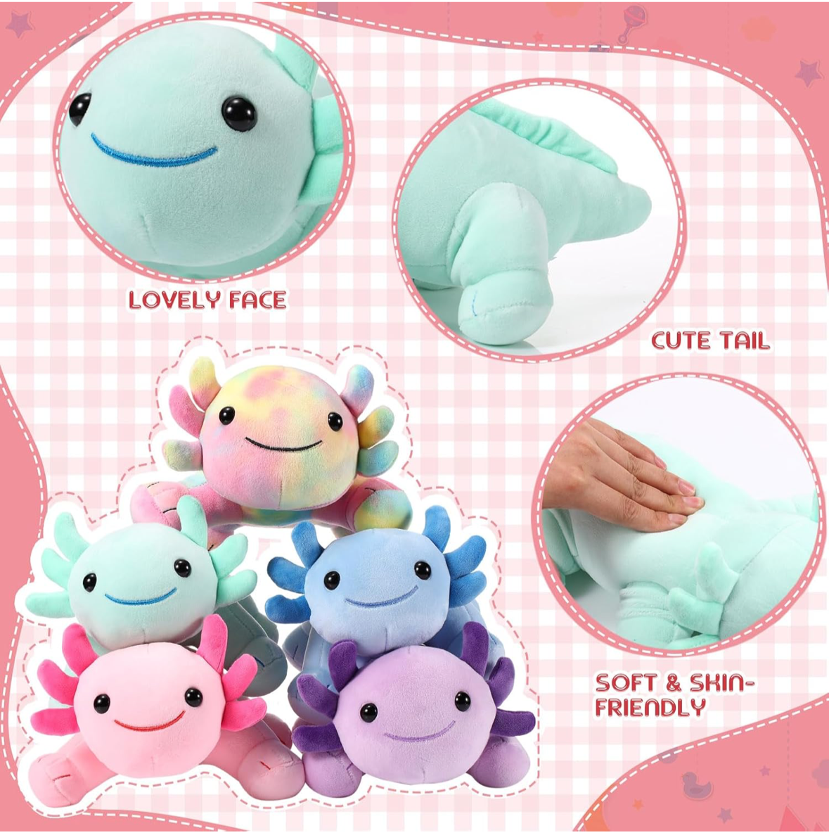Blue Axolotl Plush Toy, Soft Stuffed Animal, Kawaii Plush Toy 12 inch for Kids, Toddlers, Girls, Boys, Children