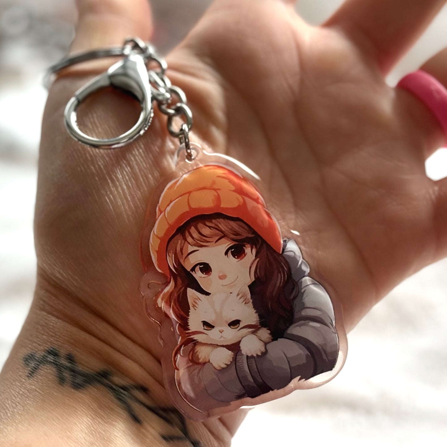 HAYLEE’S CAT Keychain, Puppy Pet Lover Gift, Acrylic Pet Charm