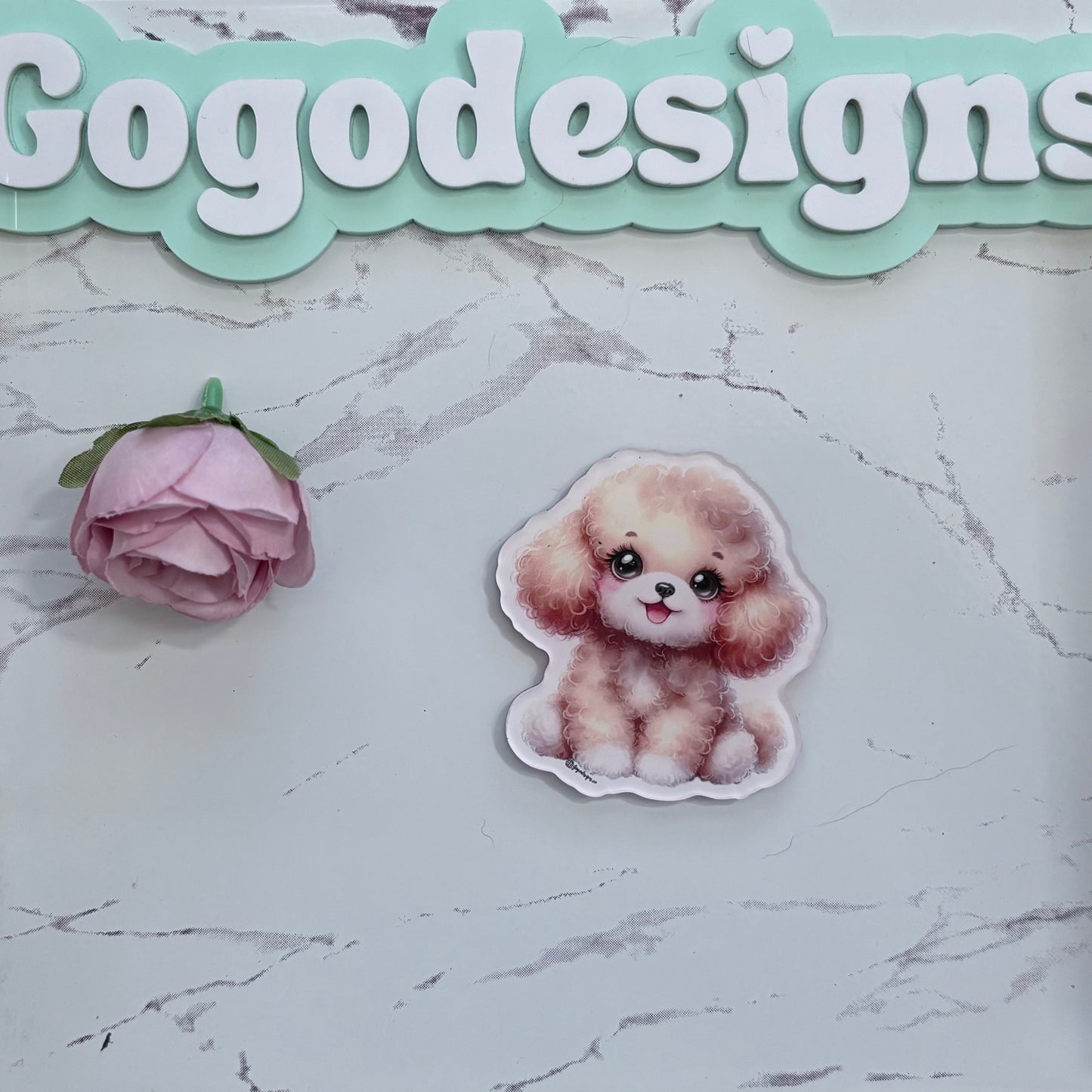 POODLE 2.5" Acrylic Full Cover Magnet with Back Magnet - Stylish and Durable