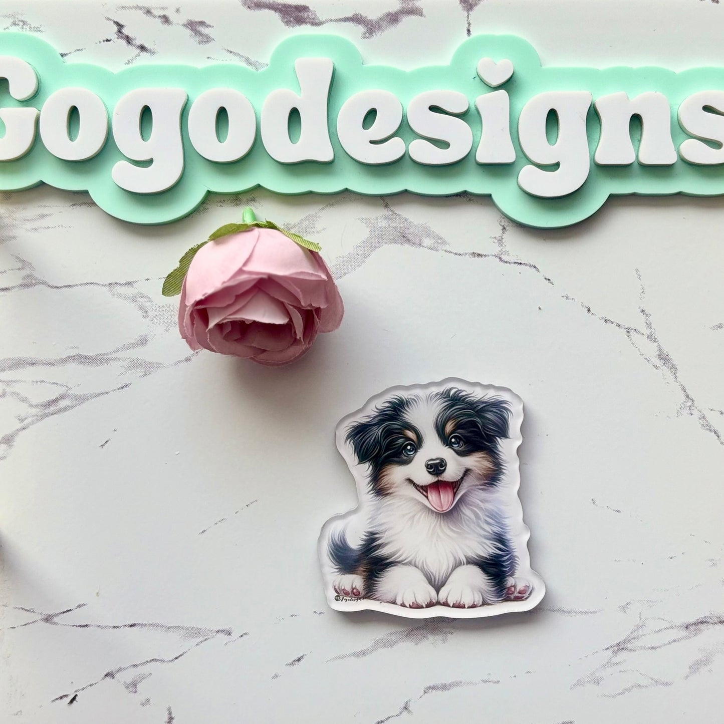 BORDER COLLIE 2.5" Acrylic Full Cover Magnet with Back Magnet - Stylish and Durable
