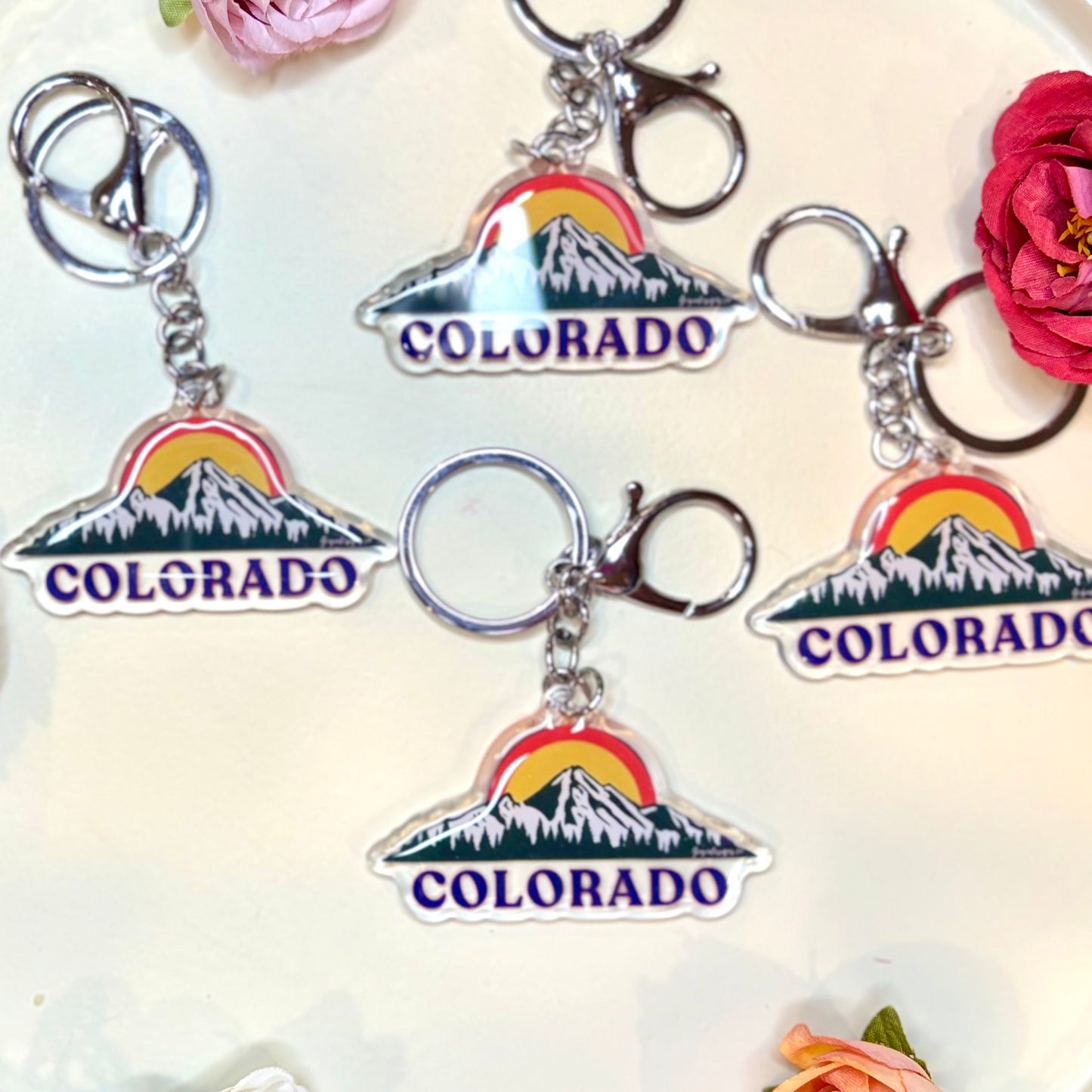 Colorado Mountains Keychain acrylic/ epoxy 2.5in