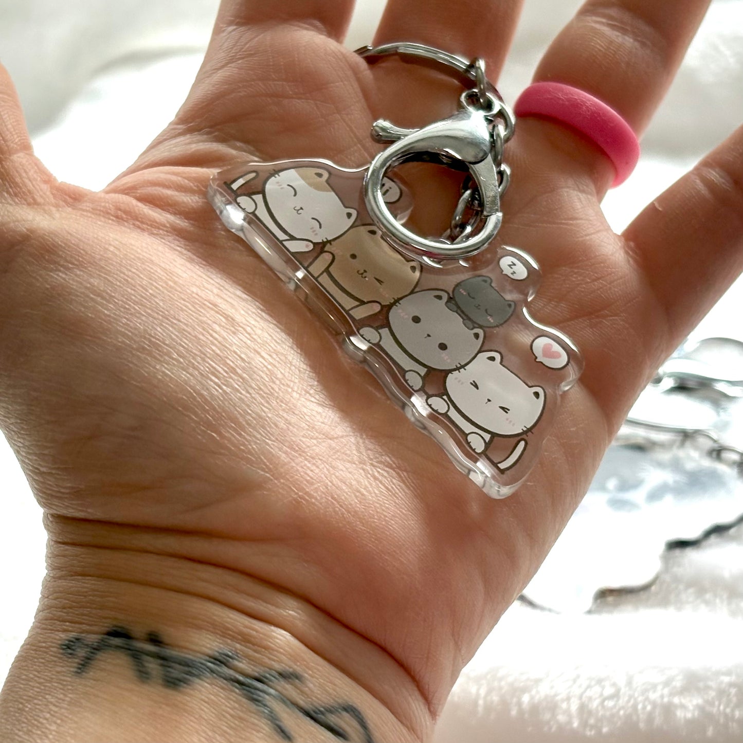 Say Hi kitties Keychain, Kitty Lover Gift, Acrylic Cat Charm
