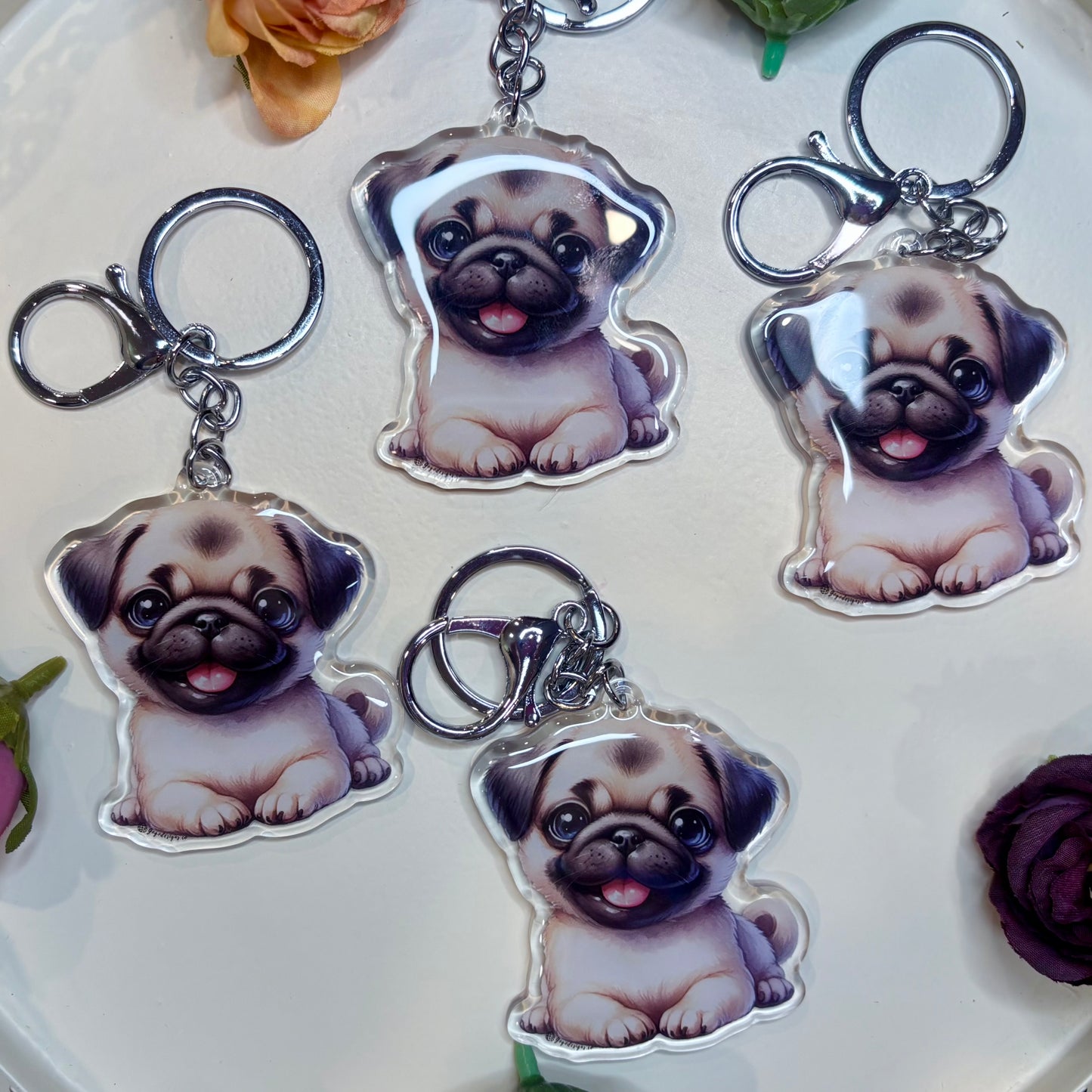 PUG DOG Puppy Keychain