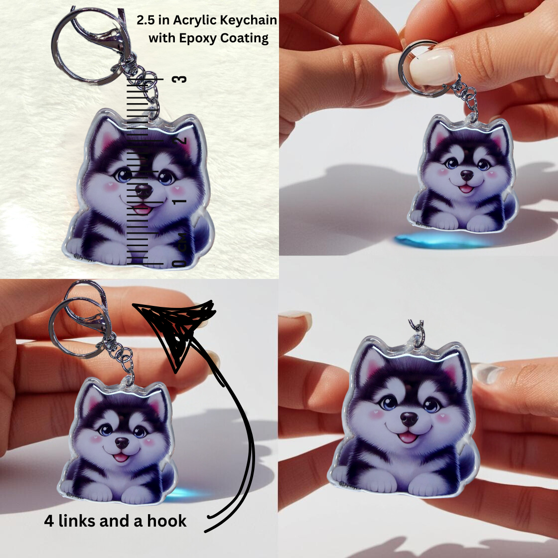 CALICO Kitten Keychain 2.5in Acrylic/Epoxy Coated