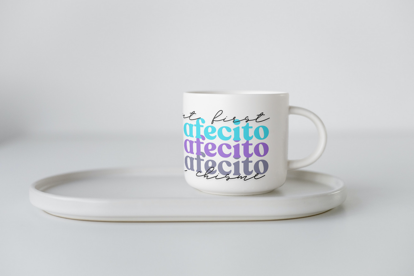 11 oz Ceramic Cup/ Mug Handmade Cafecito y Chisme/ 4 Designs Sublimation/ tea Coffee.