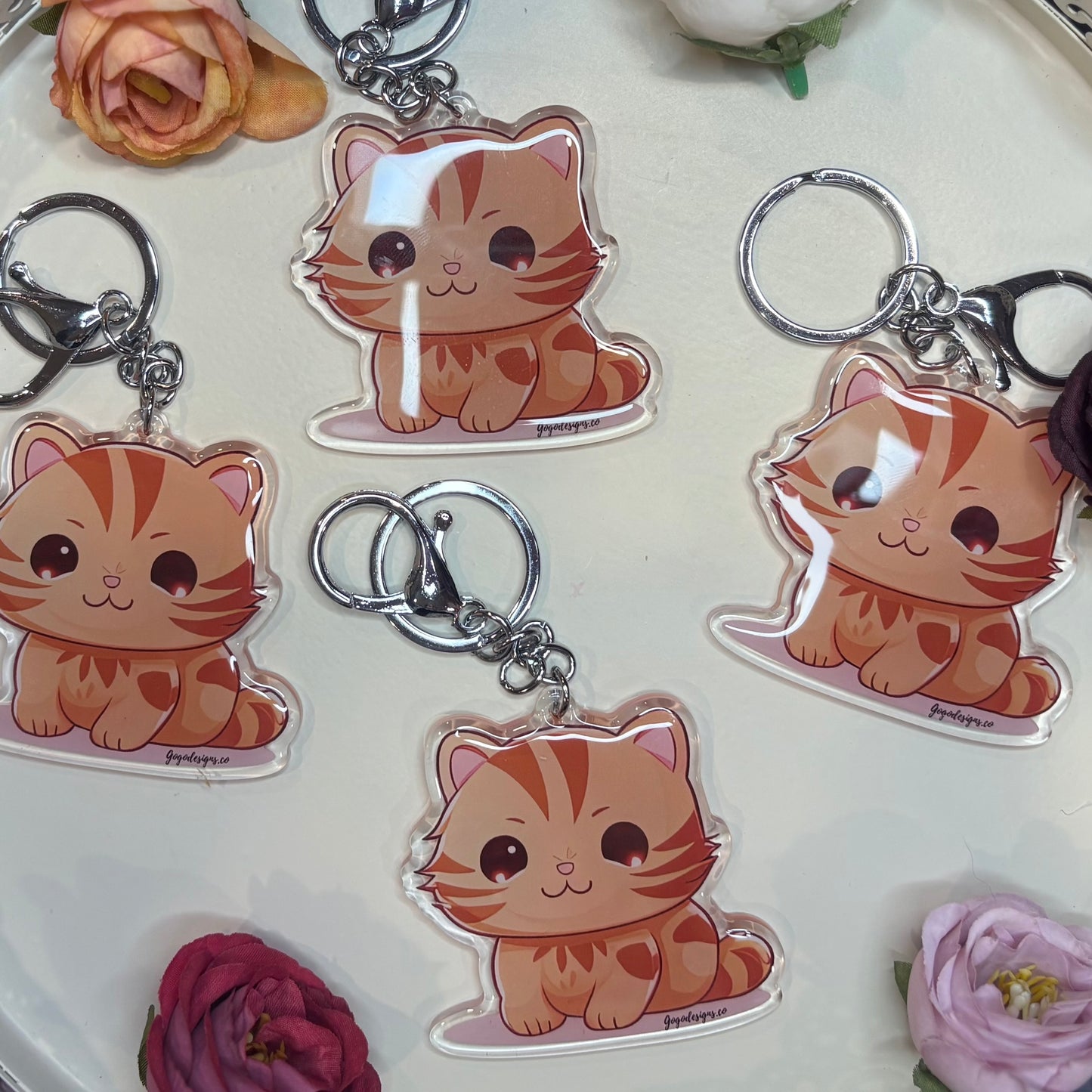BROWN TABBY Kitten/Cat 2.5in Keychain Acrylic/Epoxy Coated