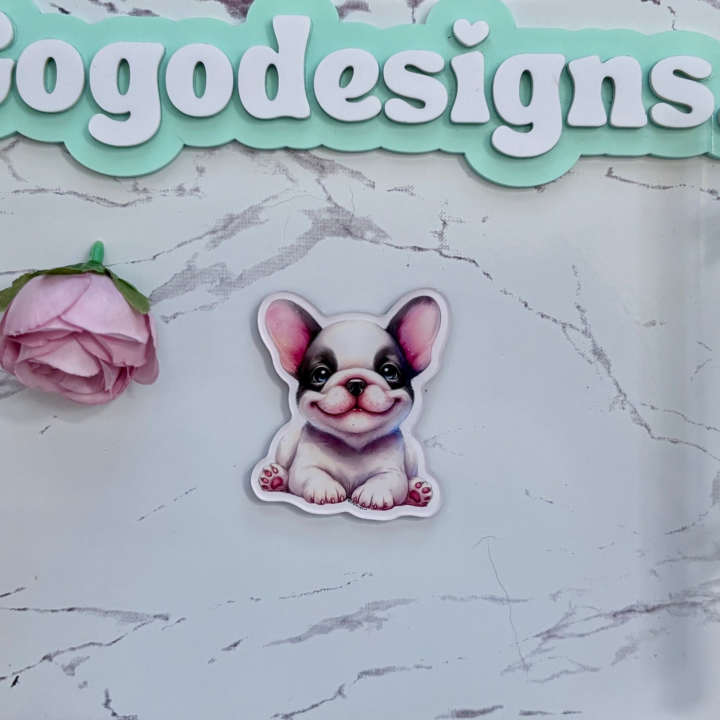 FRENCH BULLDOG 2.5" Acrylic Full Cover Magnet with Back Magnet - Stylish and Durable