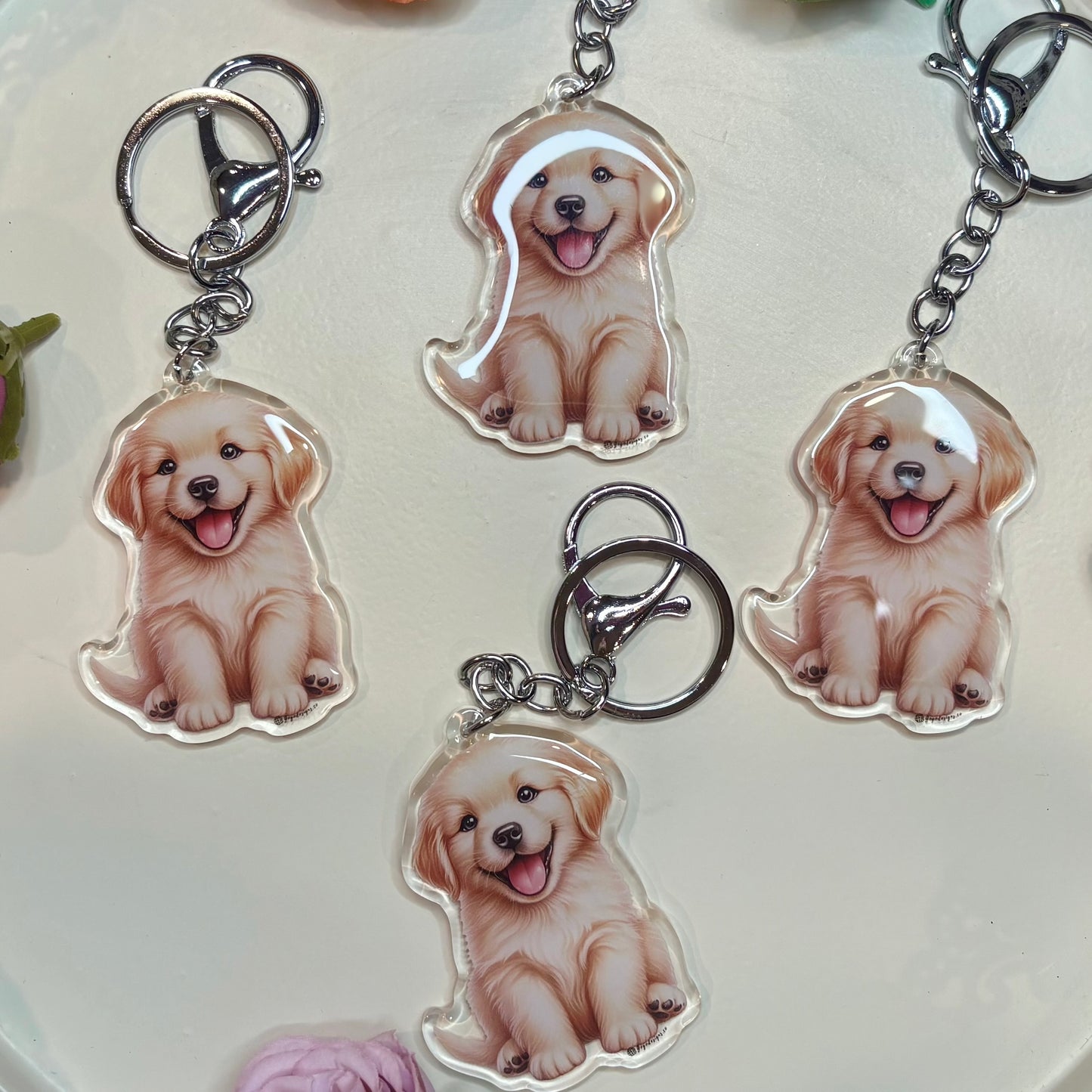 GOLDEN RETRIEVER Puppy Keychain