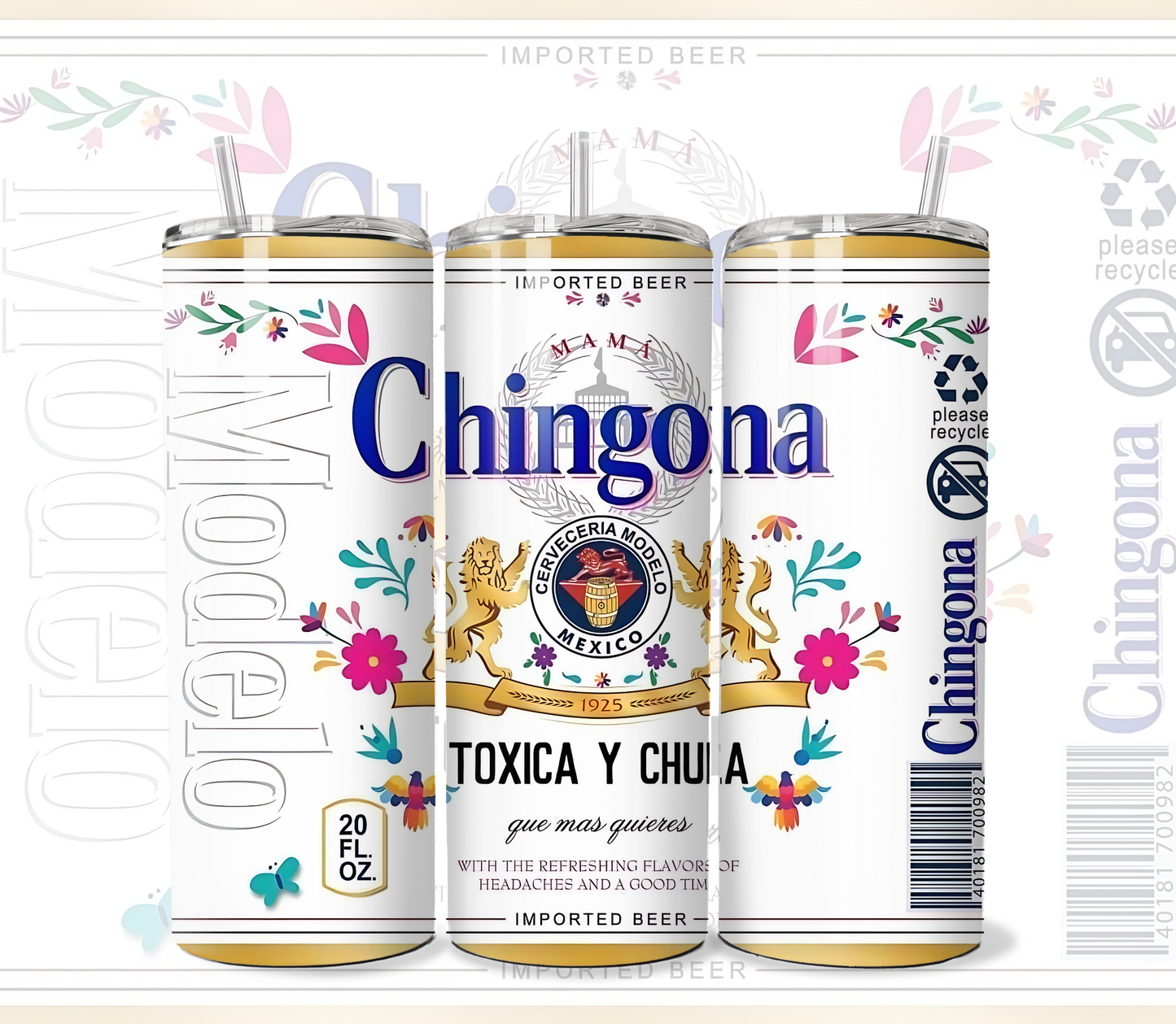 Modelo-Inspired 20 oz Stainless Steel Tumbler