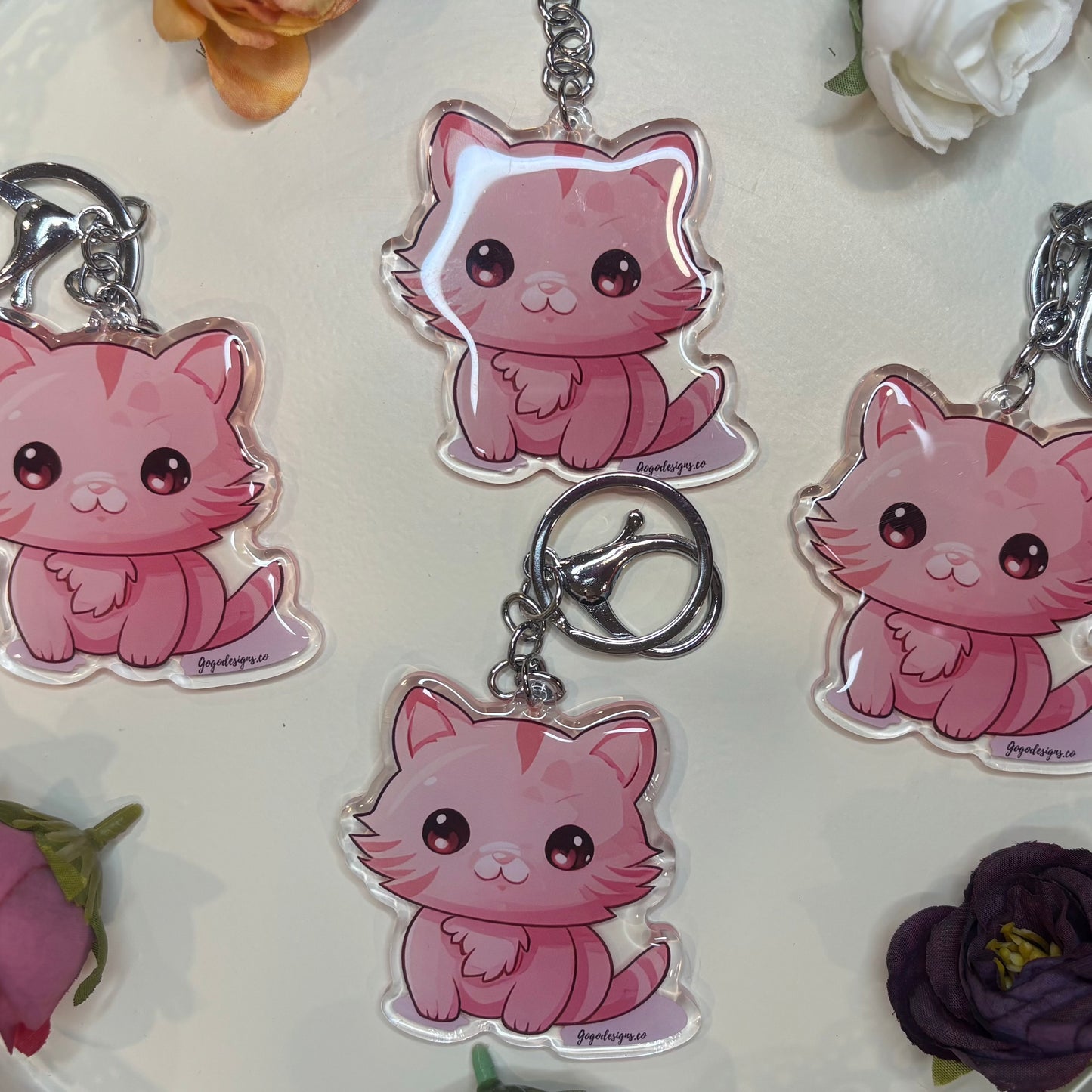 RED- ABYSSINIAN Kitten Keychain 2.5in Acrylic/Epoxy Coated