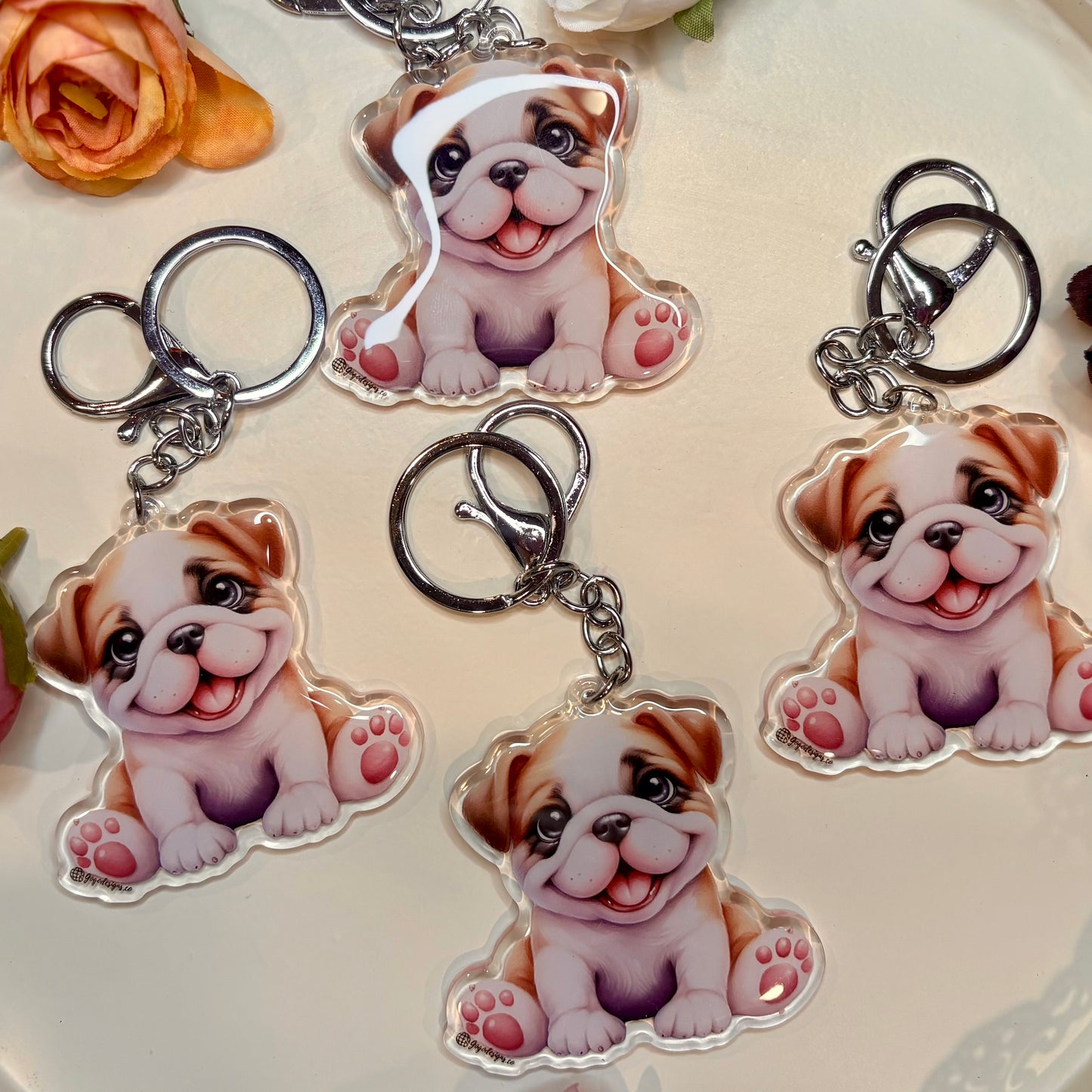 Bulldog Puppy Keychain