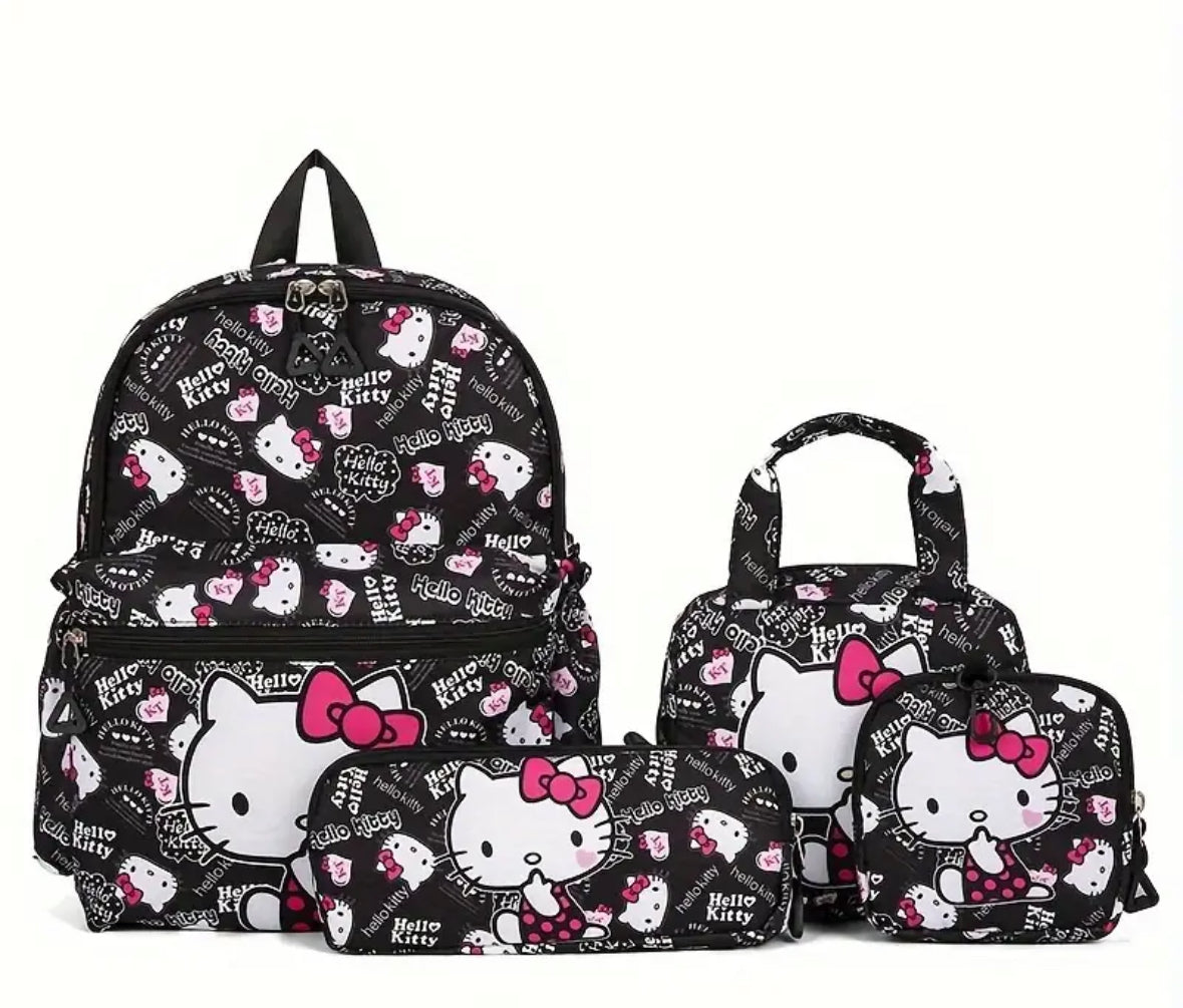 Bag Pack Sets Disney/ Mario Bros/ Sanrio Brand Nylon Hello Kitty Pencil Case, Shoulder Bag, Wallet Set - Ideal Birthday Gift for Family Gatherings And Couple Travel
