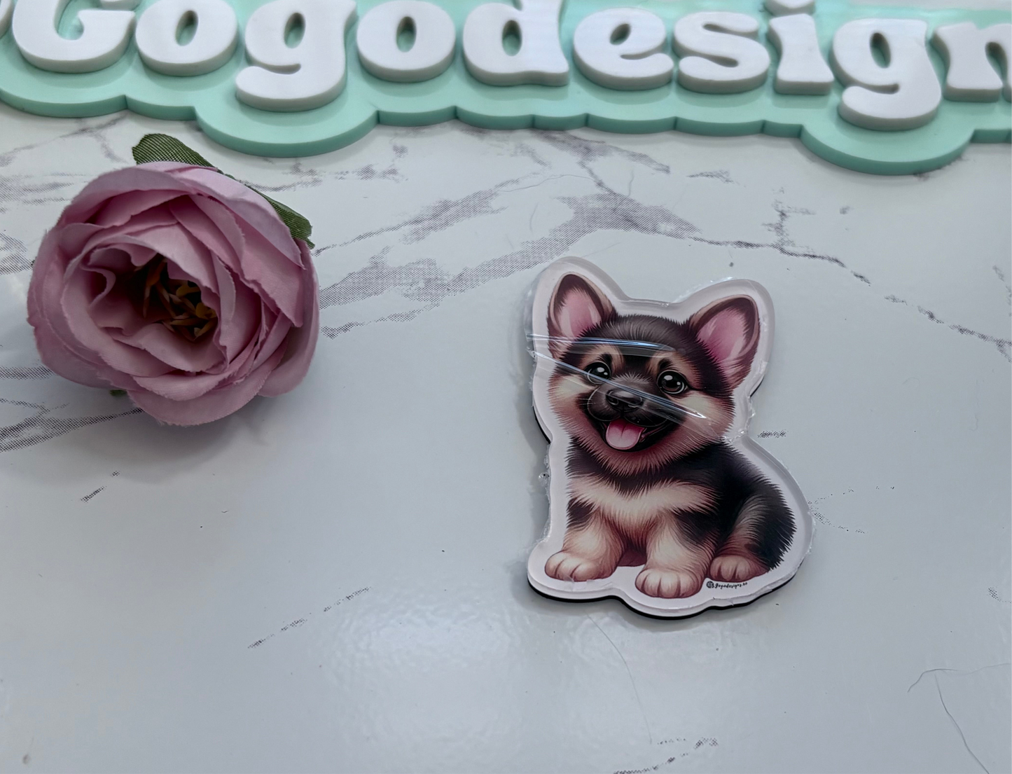 GERMAN SHEPHERD 2.5" Acrylic Full Cover Magnet with Back Magnet - Stylish and Durable