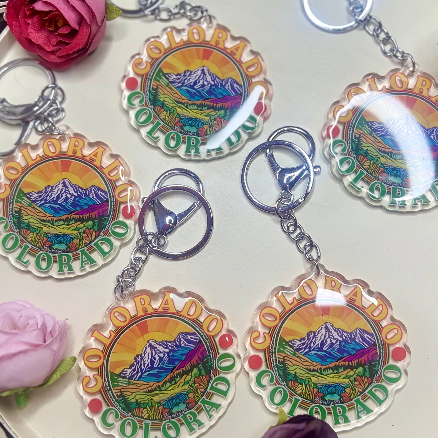 Colorado Keychains - Show Your Love for the Rockies(yellow green letters)