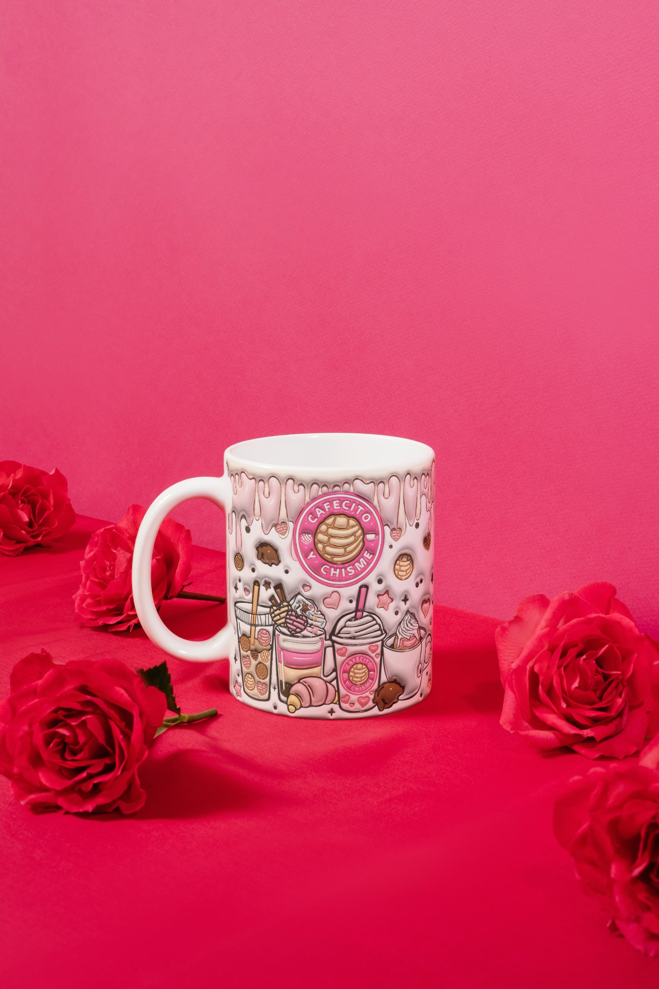 11 oz Ceramic Cup/ Mug Handmade Cafecito y Chisme/ 4 Designs Sublimation/ tea Coffee.