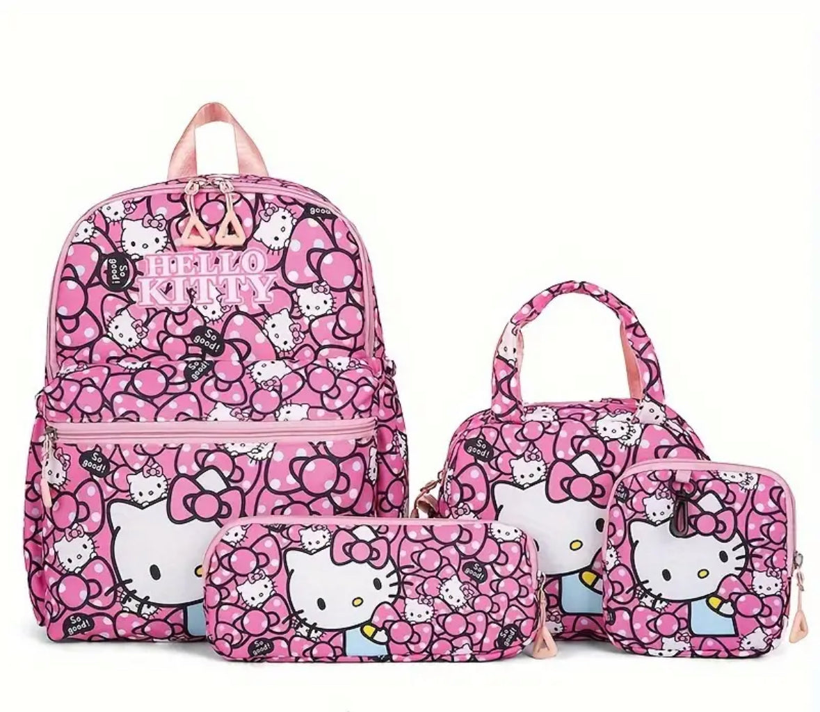 Bag Pack Sets Disney/ Mario Bros/ Sanrio Brand Nylon Hello Kitty Pencil Case, Shoulder Bag, Wallet Set - Ideal Birthday Gift for Family Gatherings And Couple Travel