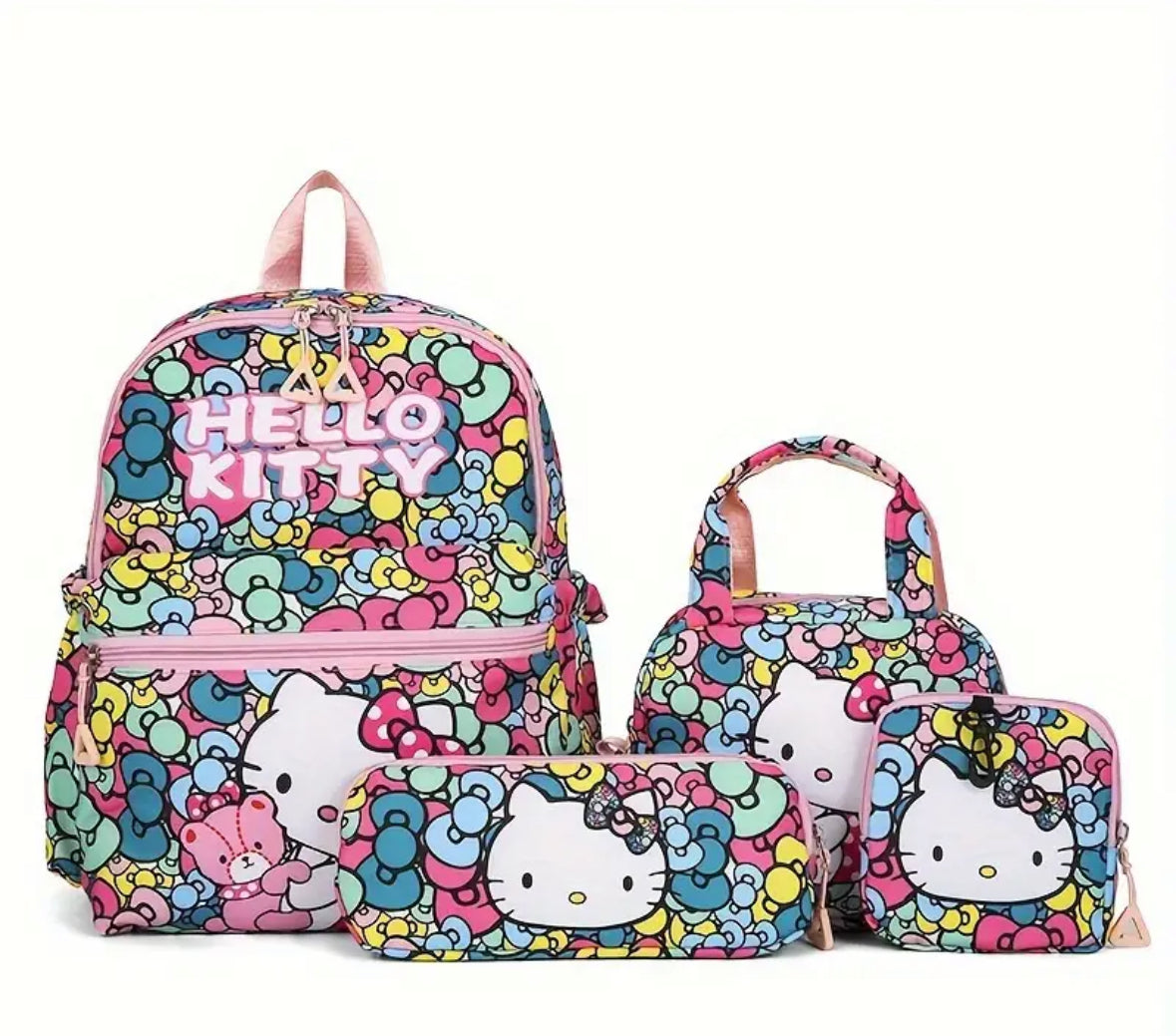 Bag Pack Sets Disney/ Mario Bros/ Sanrio Brand Nylon Hello Kitty Pencil Case, Shoulder Bag, Wallet Set - Ideal Birthday Gift for Family Gatherings And Couple Travel