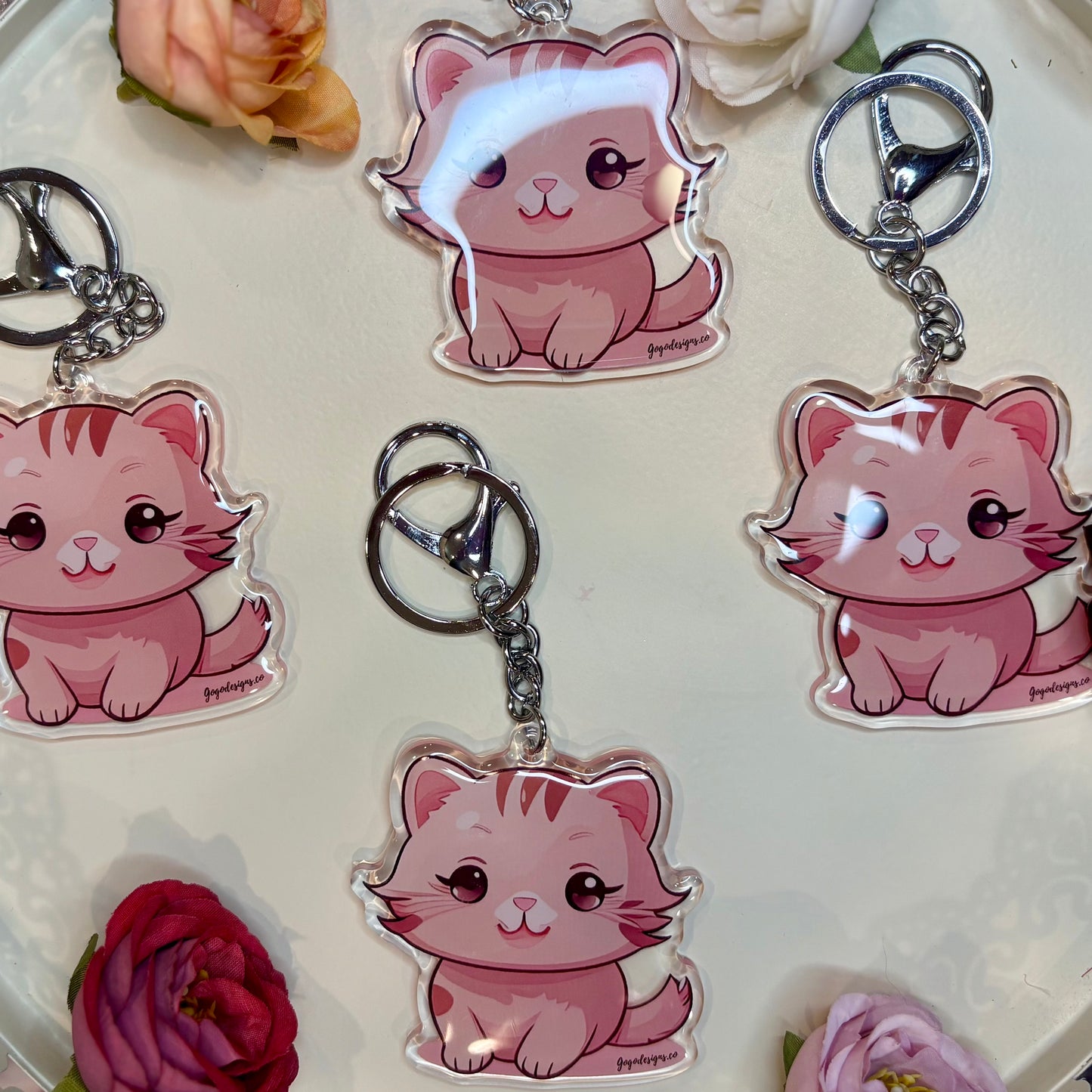 RED- BENGAL Kitten Keychain 2.5in Acrylic/ Epoxy Coated