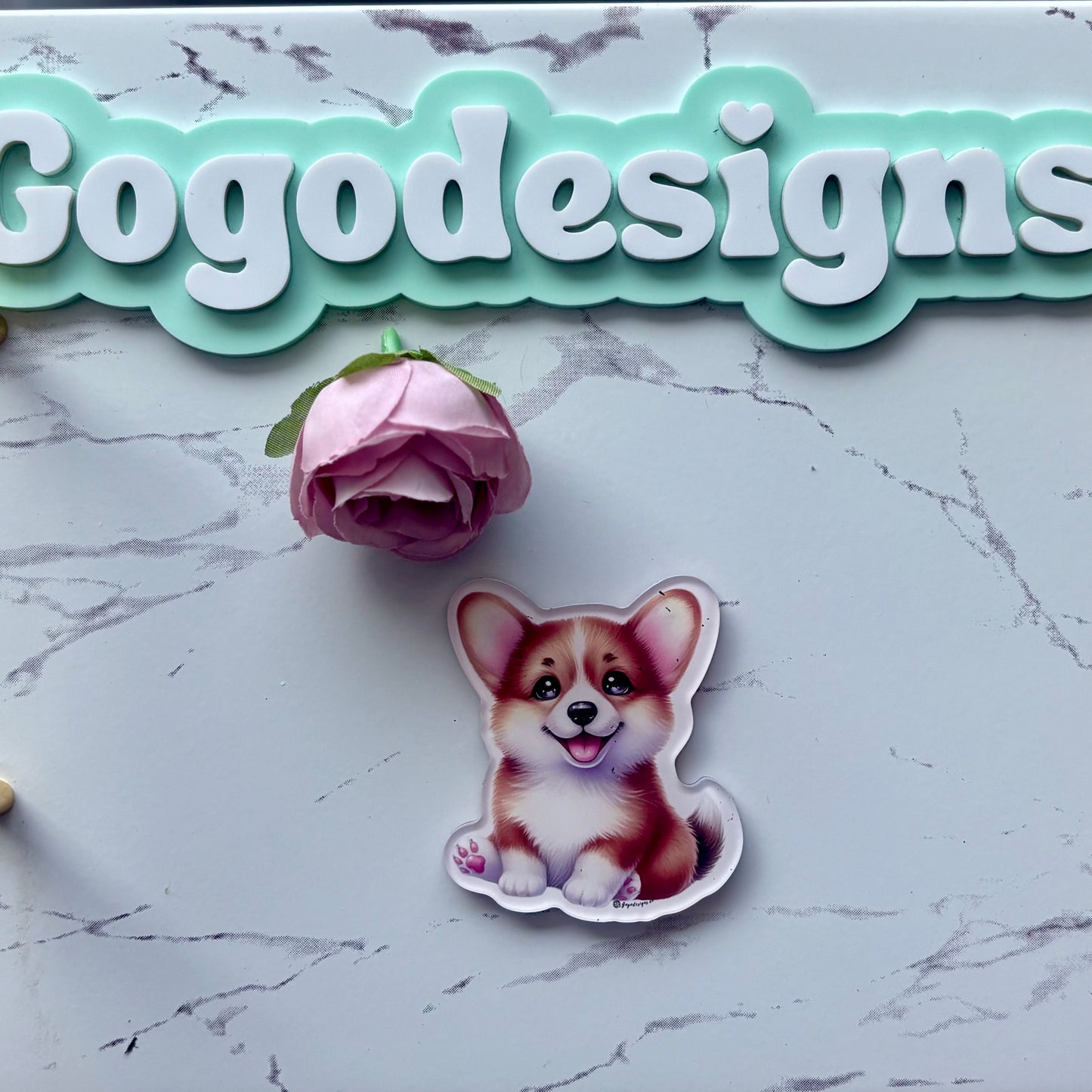 WELSH CORGI 2.5" Acrylic Full Cover Magnet with Back Magnet - Stylish and Durable