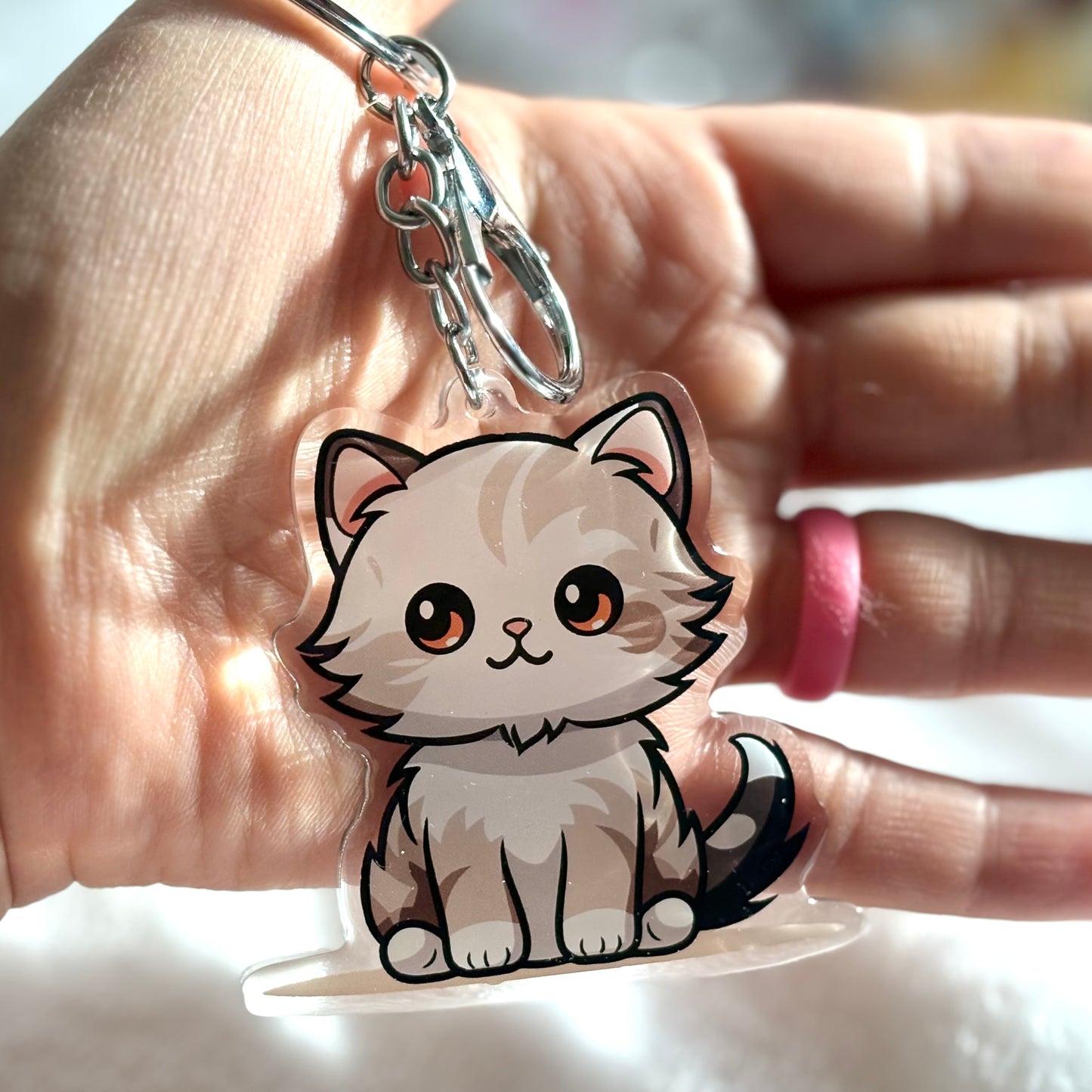 PALLAS’ S Cat Breed Keychain, Kitty Lover Gift, Acrylic Cat Charm