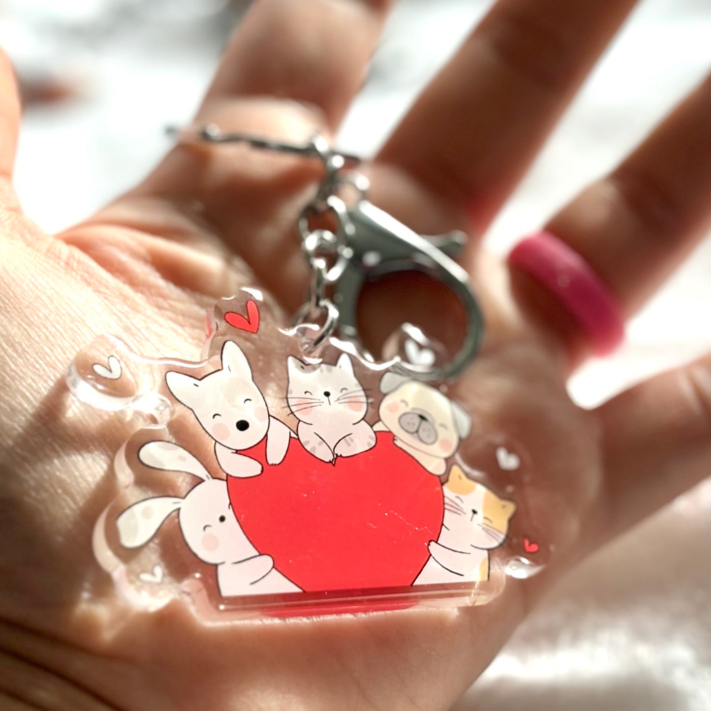 LOVE PETS Keychain, Pet Lover Gift, Acrylic Pet Charm
