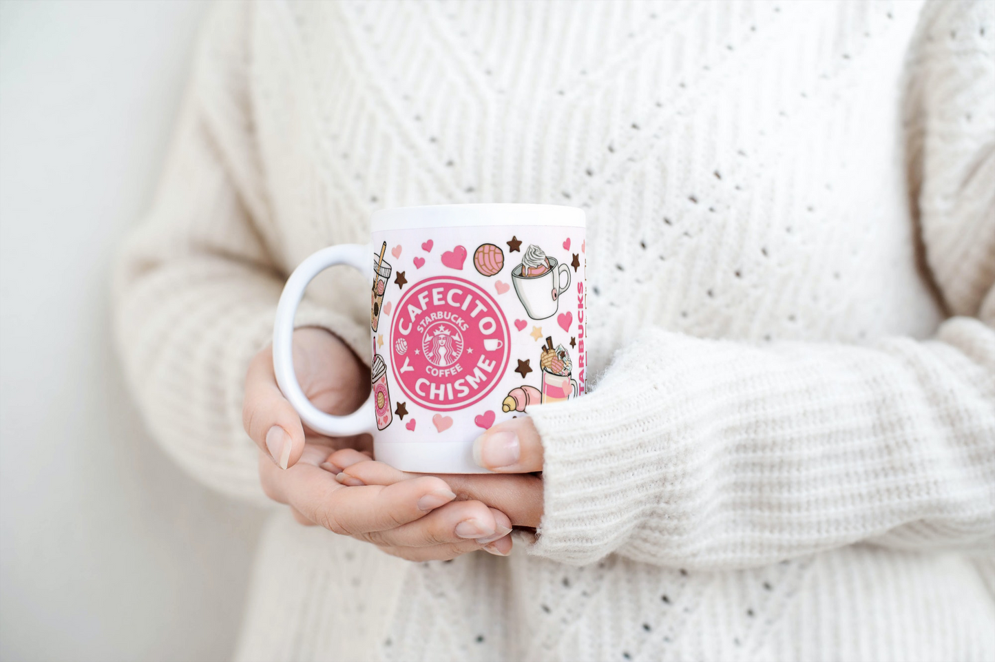11 oz Ceramic Cup/ Mug Handmade Cafecito y Chisme/ 4 Designs Sublimation/ tea Coffee.