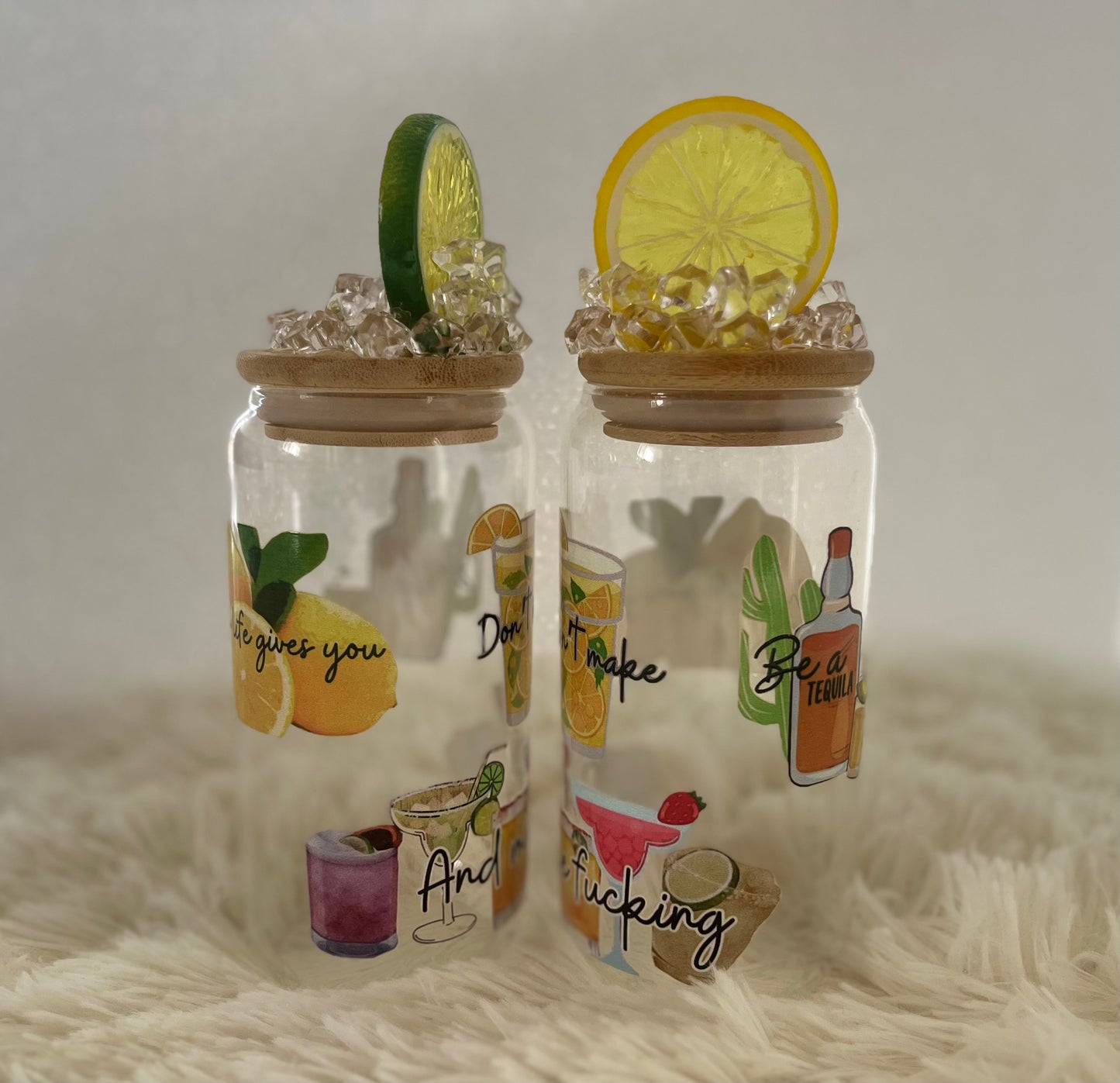 Lemon Lid When life brings you lemons 16 oz glass can