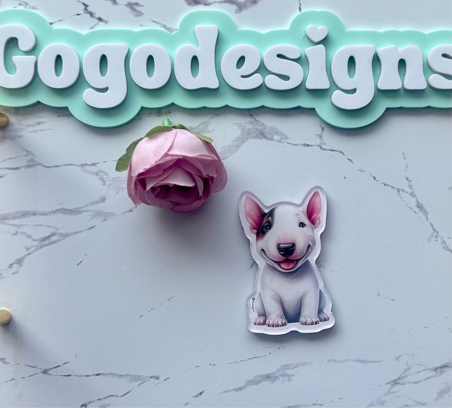 BULL TERRIER 2.5" Acrylic Full Cover Magnet with Back Magnet - Stylish and Durable
