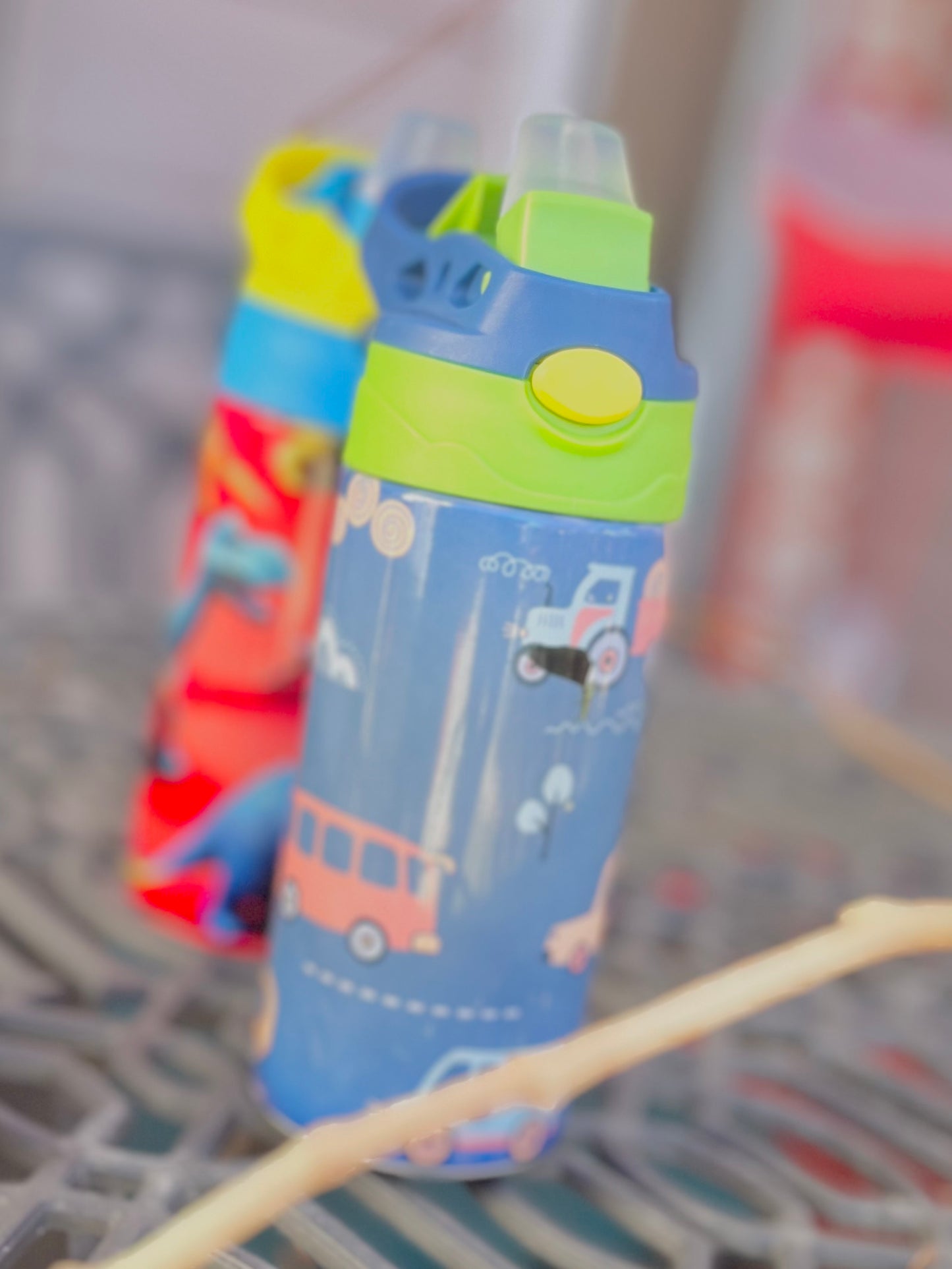 Blue Camping Kids Tumbler Push Button to open soft-tip Insulated/ Sublimation 12oz Kids Tumbler For Any Ocassion/ Handmade by GoGo Designs
