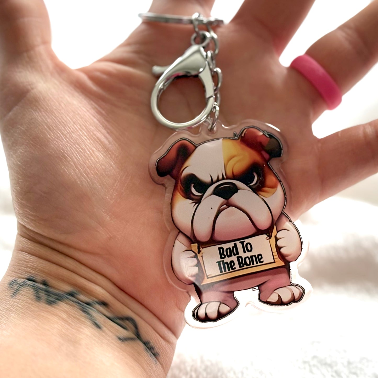 Bad to the Bone / Dog Breed Keychain, Puppy Lover Gift, Acrylic Dog Charm