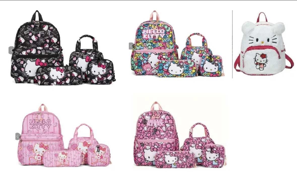 Bag Pack Sets Disney/ Mario Bros/ Sanrio Brand Nylon Hello Kitty Pencil Case, Shoulder Bag, Wallet Set - Ideal Birthday Gift for Family Gatherings And Couple Travel