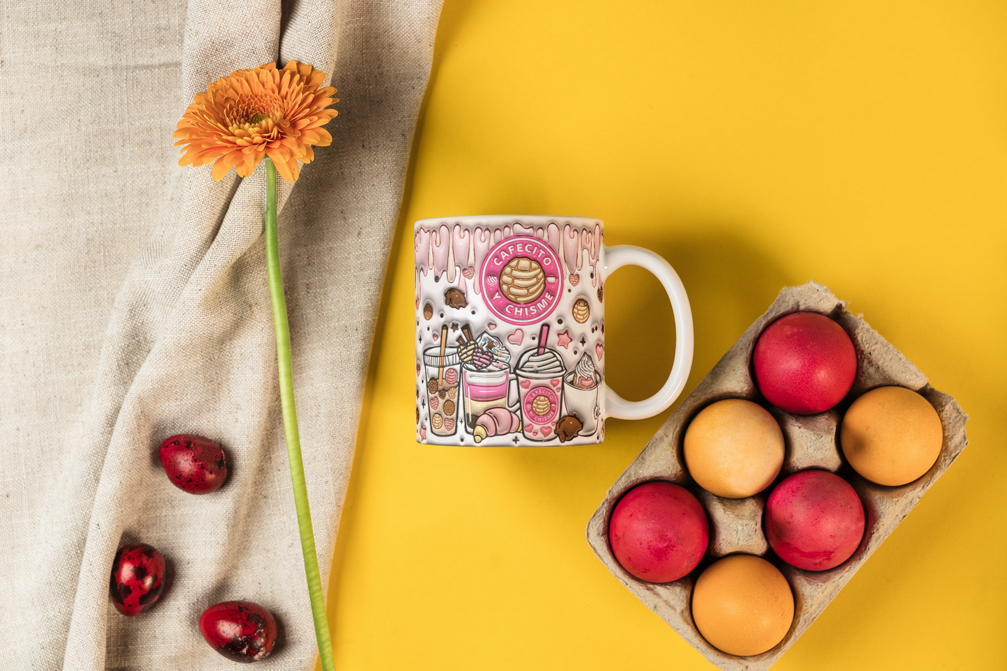 11 oz Ceramic Cup/ Mug Handmade Cafecito y Chisme/ 4 Designs Sublimation/ tea Coffee.