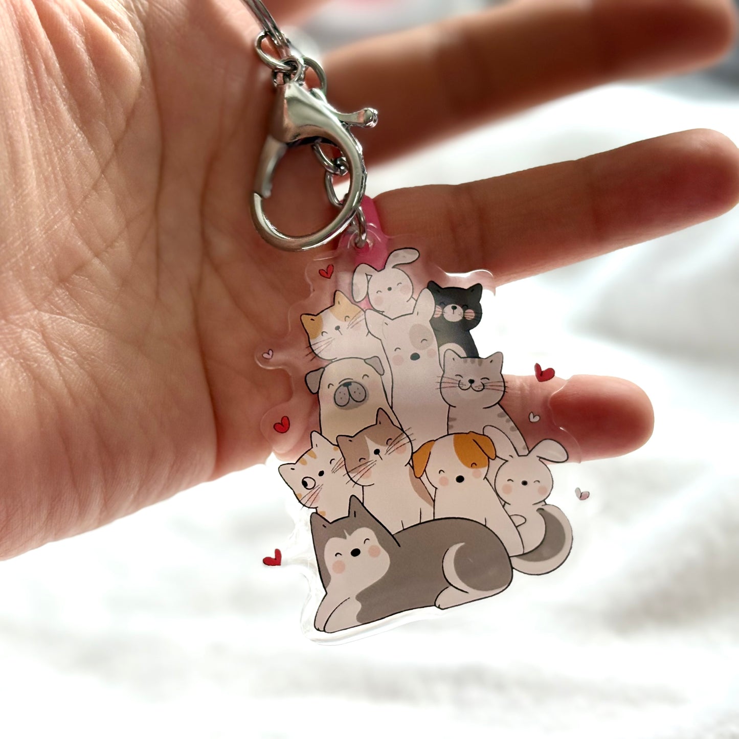 FAMILY PETS Keychain, Puppy Pet Lover Gift, Acrylic Pet Charm