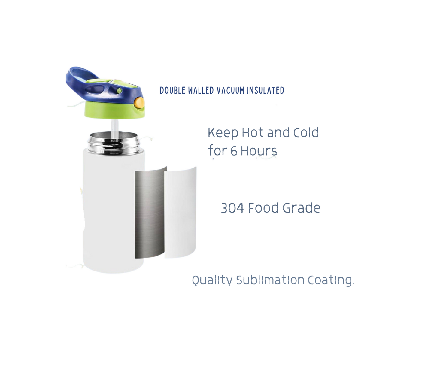 Blue Camping Kids Tumbler Push Button to open soft-tip Insulated/ Sublimation 12oz Kids Tumbler For Any Ocassion/ Handmade by GoGo Designs