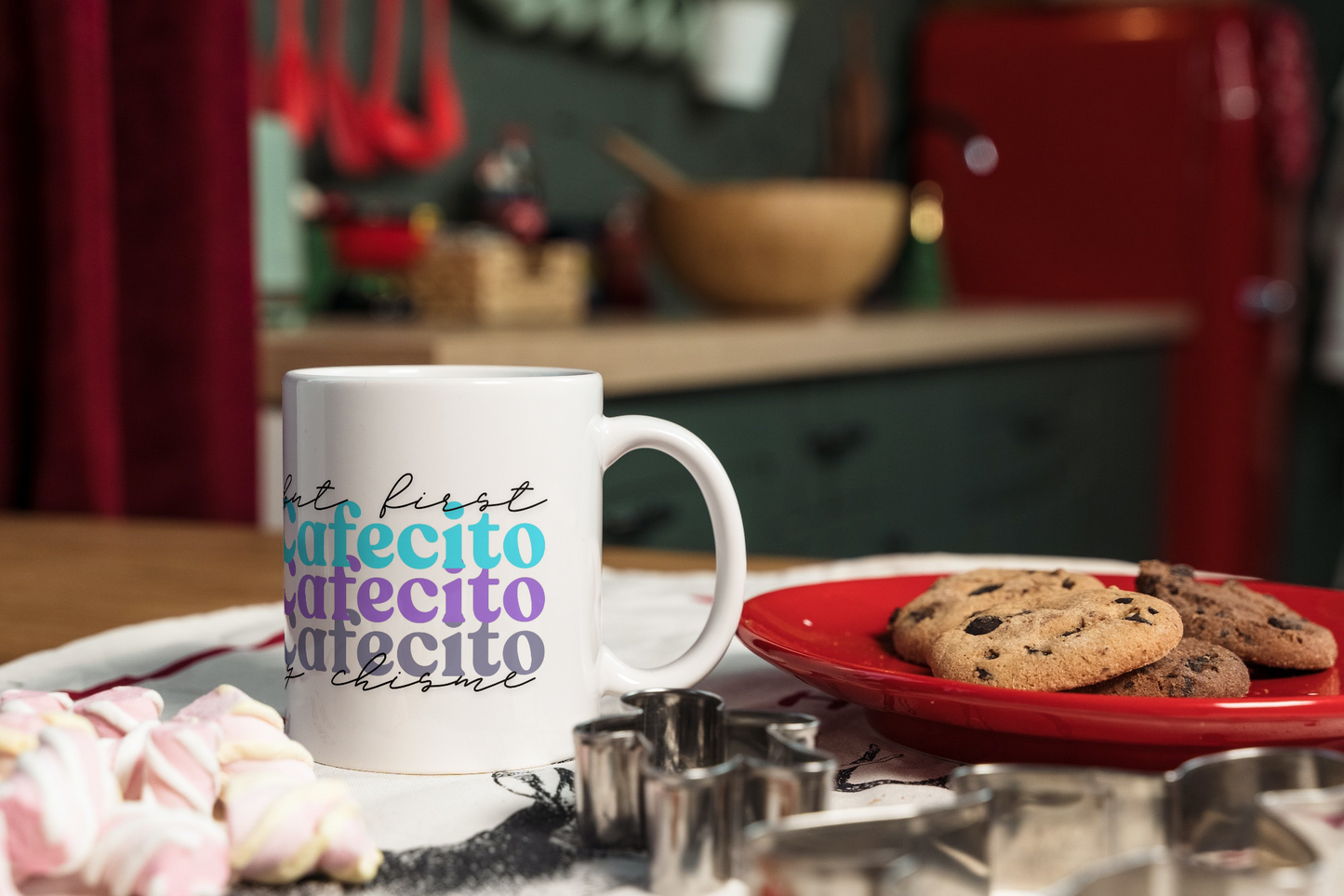 11 oz Ceramic Cup/ Mug Handmade Cafecito y Chisme/ 4 Designs Sublimation/ tea Coffee.