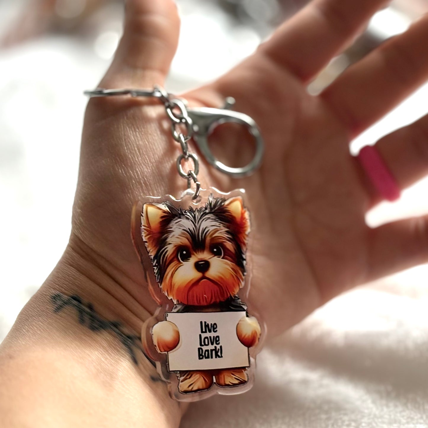 LIVE LOVE BARK / Dog Breed Keychain, Puppy Lover Gift, Acrylic Dog Charm