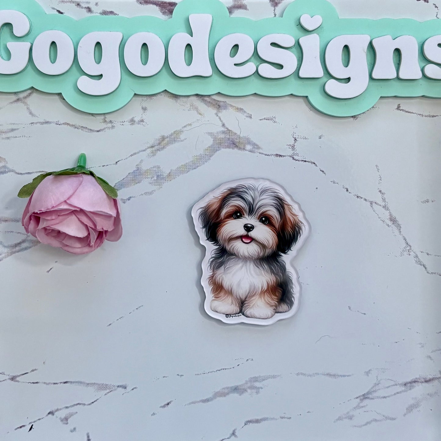 HAVANESE PUPPY 2.5" Acrylic Full Cover Magnet with Back Magnet - Stylish and Durable
