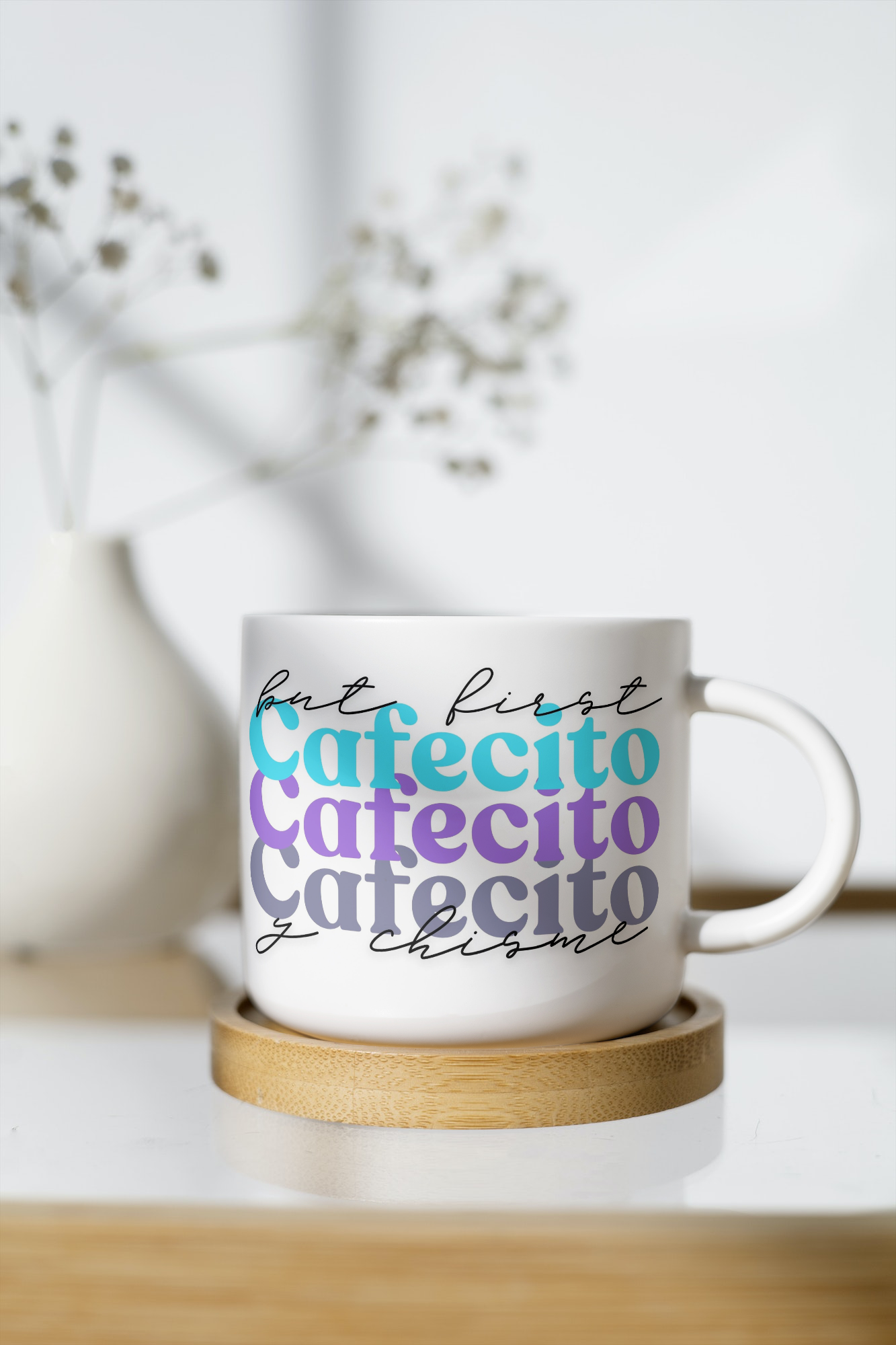 11 oz Ceramic Cup/ Mug Handmade Cafecito y Chisme/ 4 Designs Sublimation/ tea Coffee.