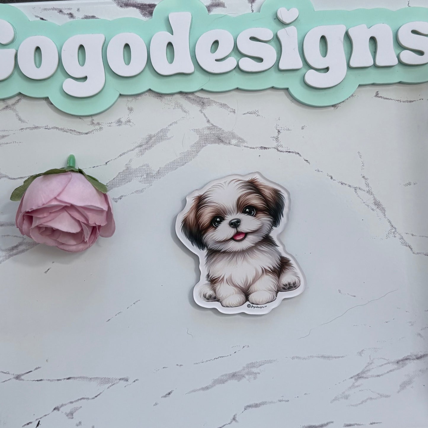 SHIH TZU 2.5" Acrylic Full Cover Magnet with Back Magnet - Stylish and Durable