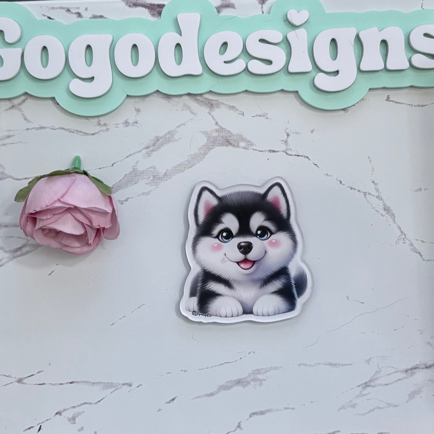 SIBERIAN HUSKY 2.5" Acrylic Full Cover Magnet with Back Magnet - Stylish and Durable
