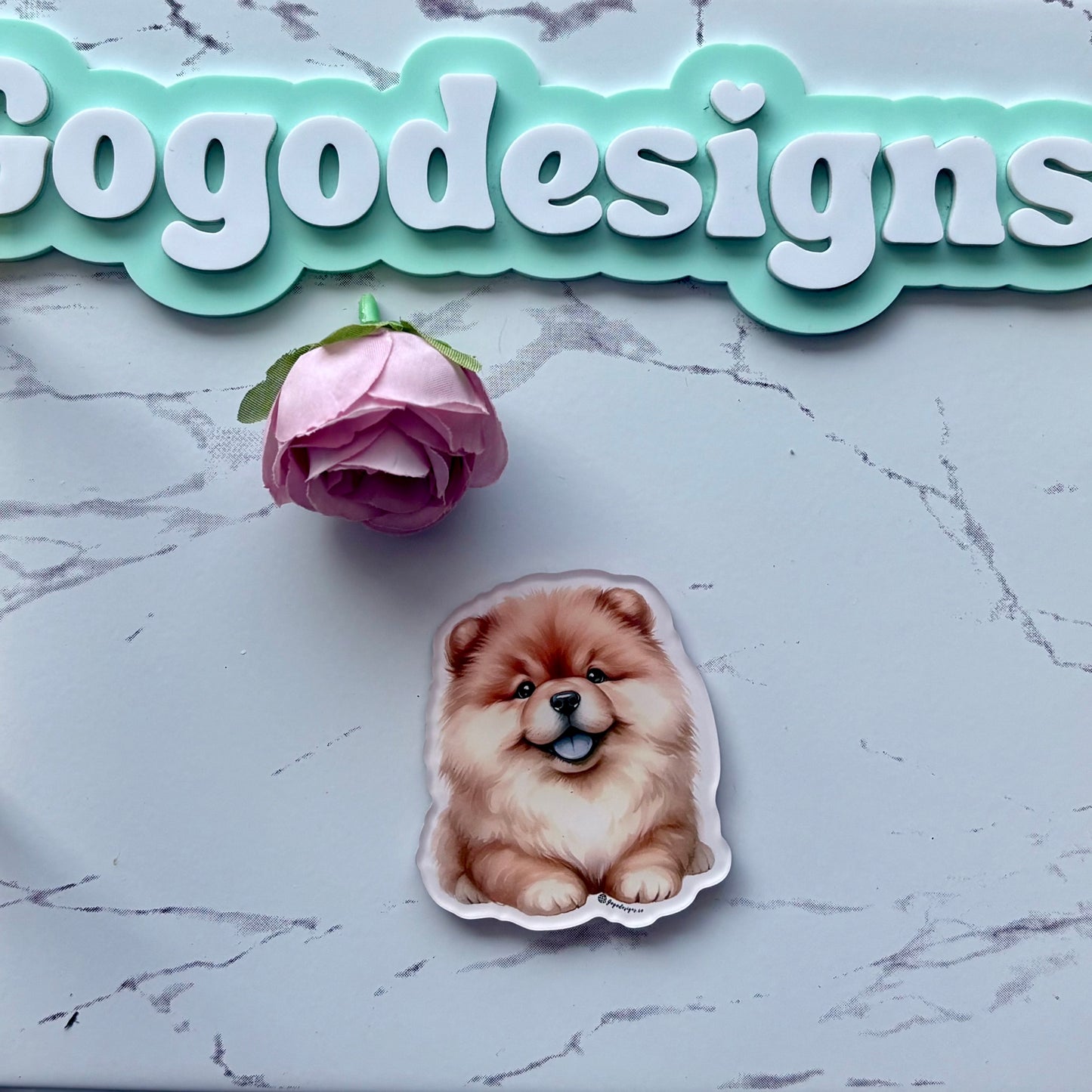 CHOW CHOW 2.5" Acrylic Full Cover Magnet with Back Magnet - Stylish and Durable