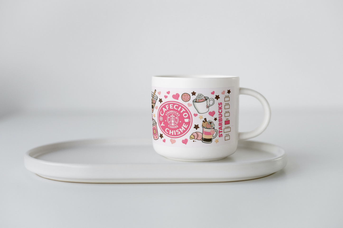 11 oz Ceramic Cup/ Mug Handmade Cafecito y Chisme/ 4 Designs Sublimation/ tea Coffee.