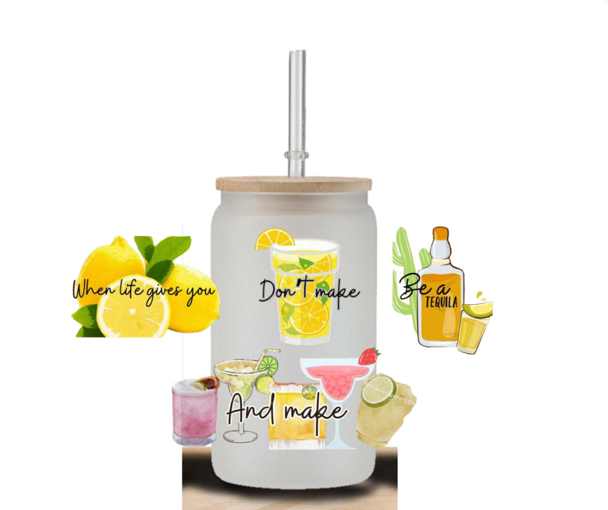 Lemon Lid When life brings you lemons 16 oz glass can