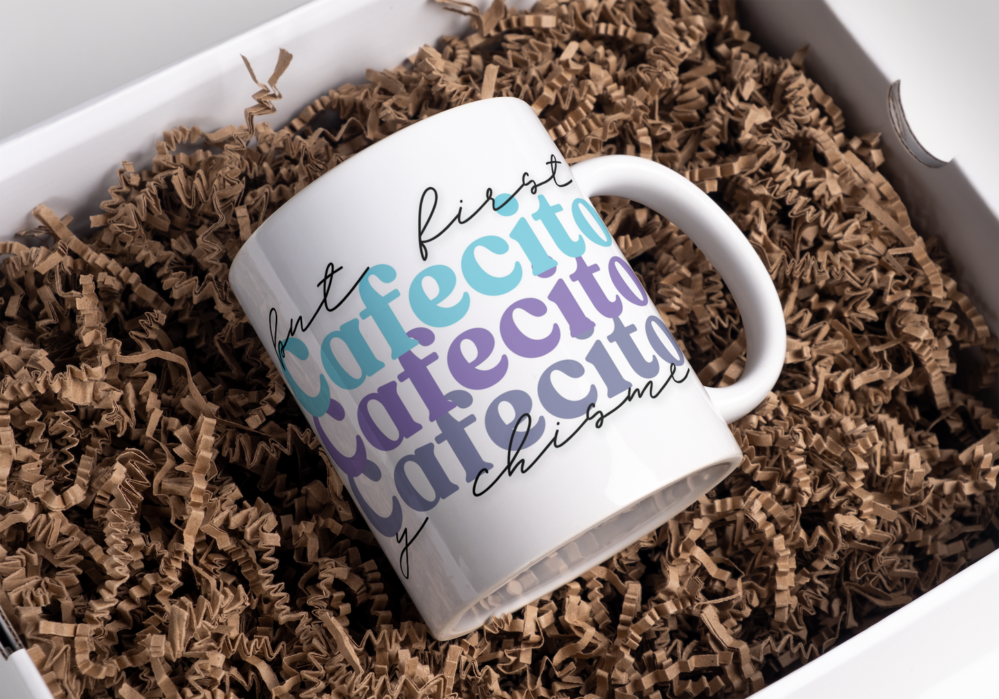 11 oz Ceramic Cup/ Mug Handmade Cafecito y Chisme/ 4 Designs Sublimation/ tea Coffee.