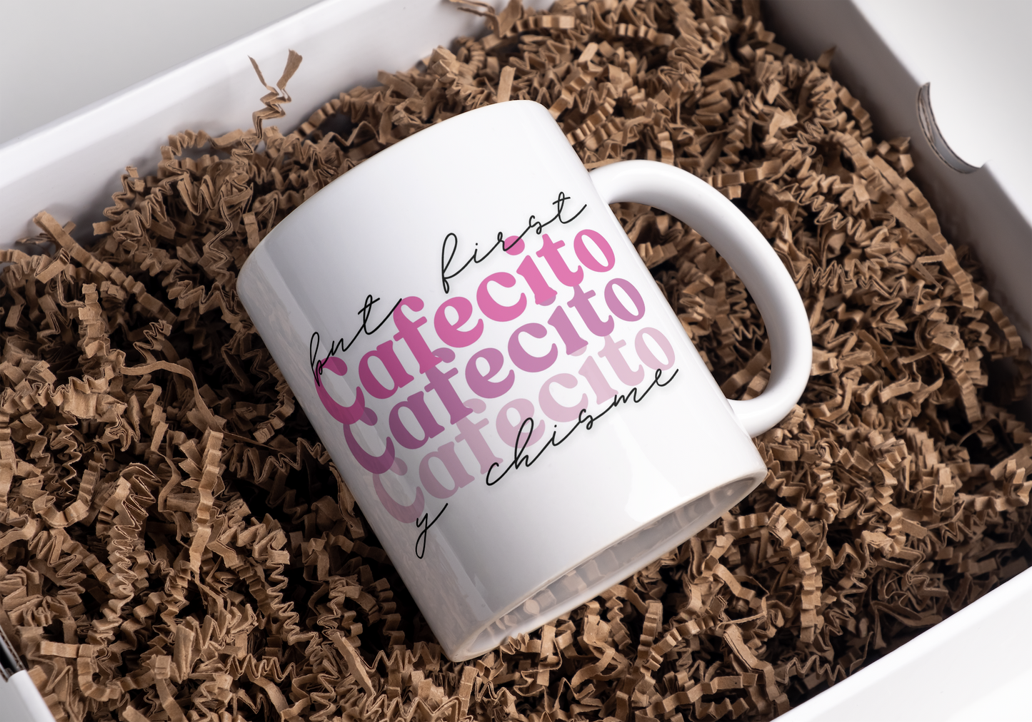 11 oz Ceramic Cup/ Mug Handmade Cafecito y Chisme/ 4 Designs Sublimation/ tea Coffee.