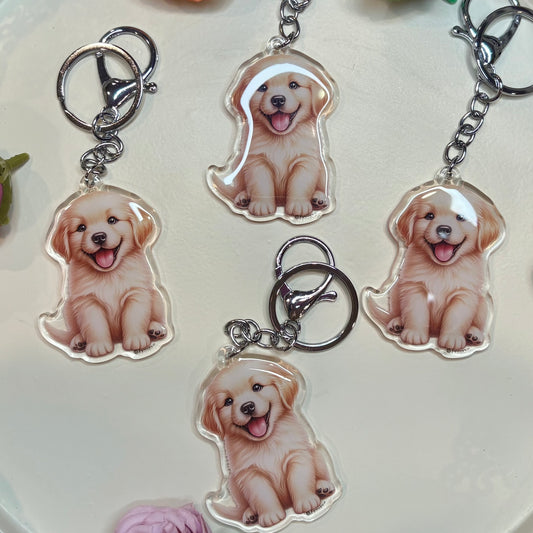GOLDEN RETRIEVER Puppy Keychain