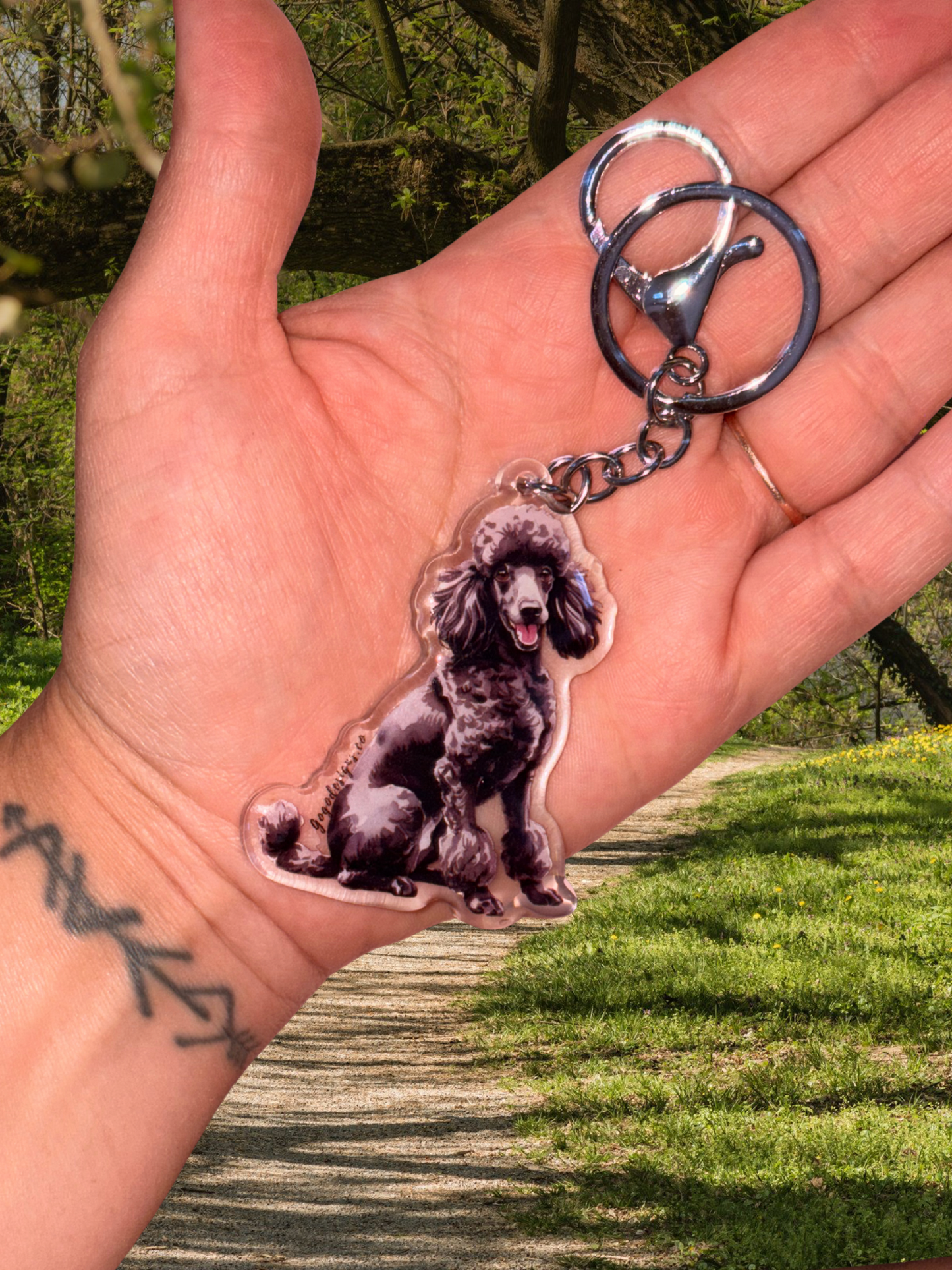 MINI POODLE [BROWN] 2.5 Acrylic Dog Keychain | Easy-Clip, Cute Dog Cartoon, Hand-Drawn Design, water- colored, Dog Lover Gift