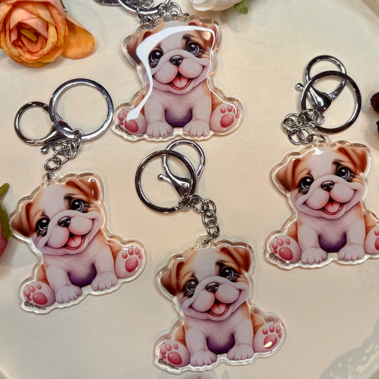 Bulldog Puppy Keychain