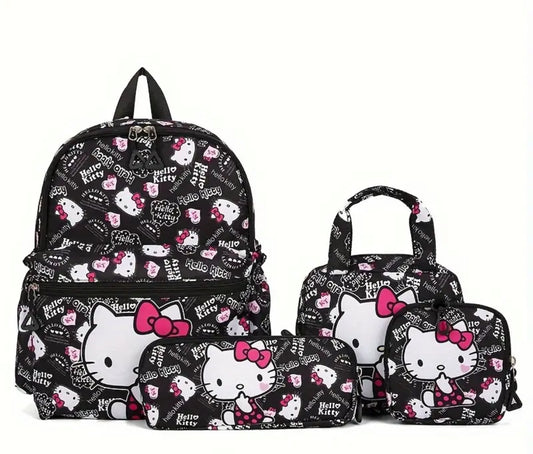 Bag Pack Sets Disney/ Mario Bros/ Sanrio Brand Nylon Hello Kitty Pencil Case, Shoulder Bag, Wallet Set - Ideal Birthday Gift for Family Gatherings And Couple Travel