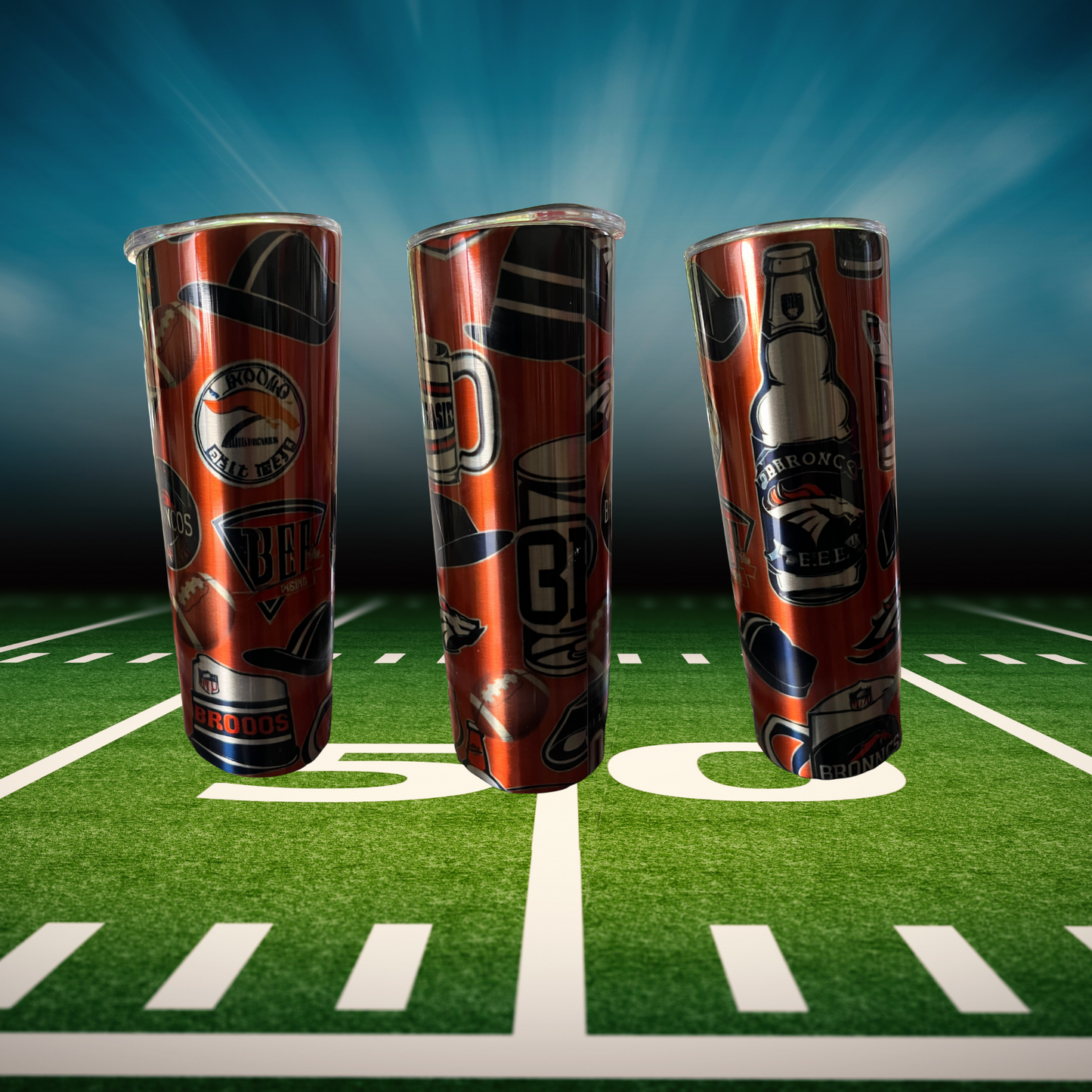 Broncos funky AI design 20 oz tumbler different options, Insulated, stainless steele,